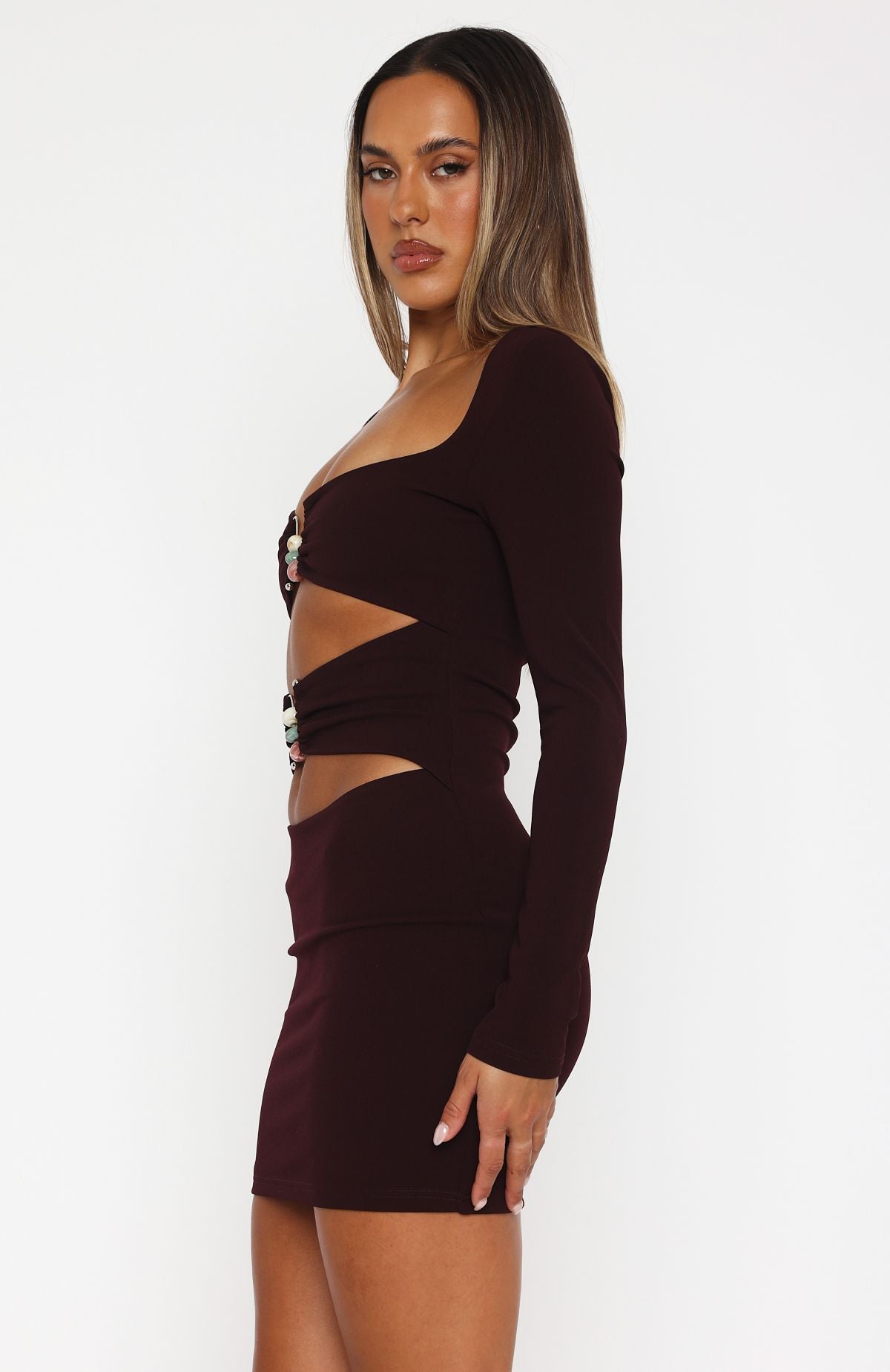 Ultimate Long Sleeve Mini Dress - Dark Burgundy | Premium Style