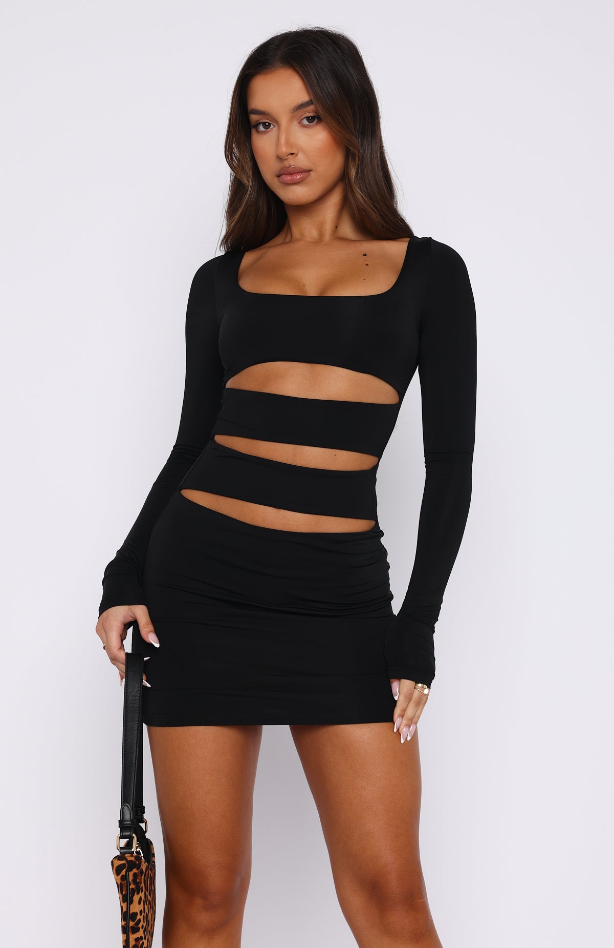 Ultimate Night Out: Premium Long Sleeve Mini Dress in Black