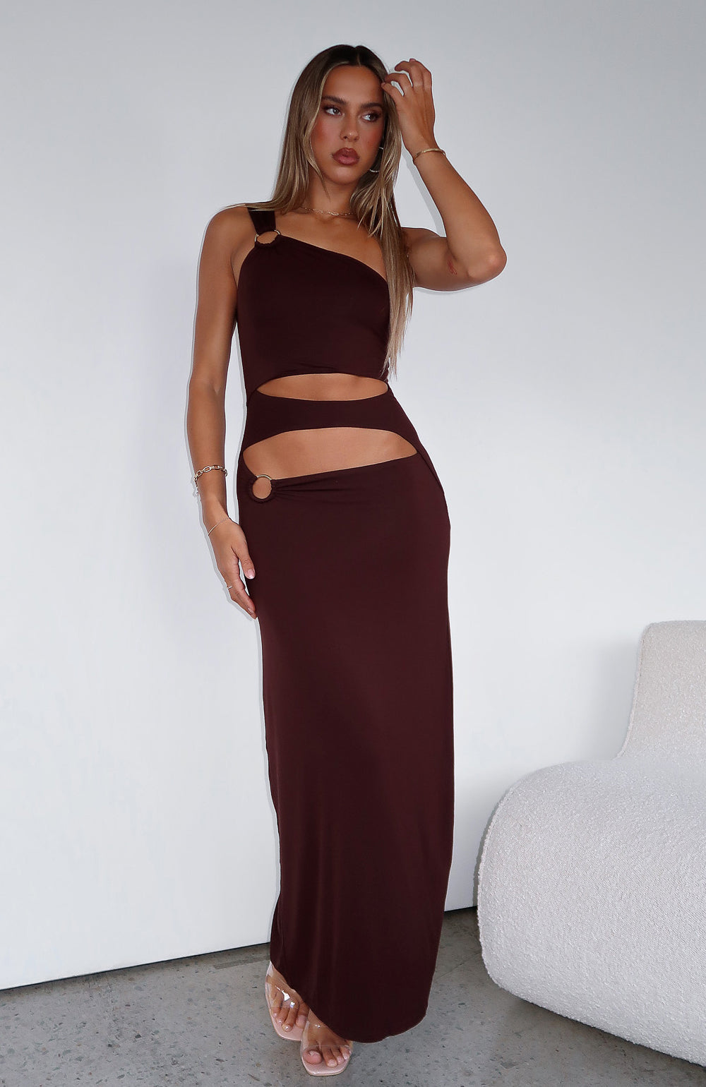 Premium Elegance Maxi Dress in Chocolate