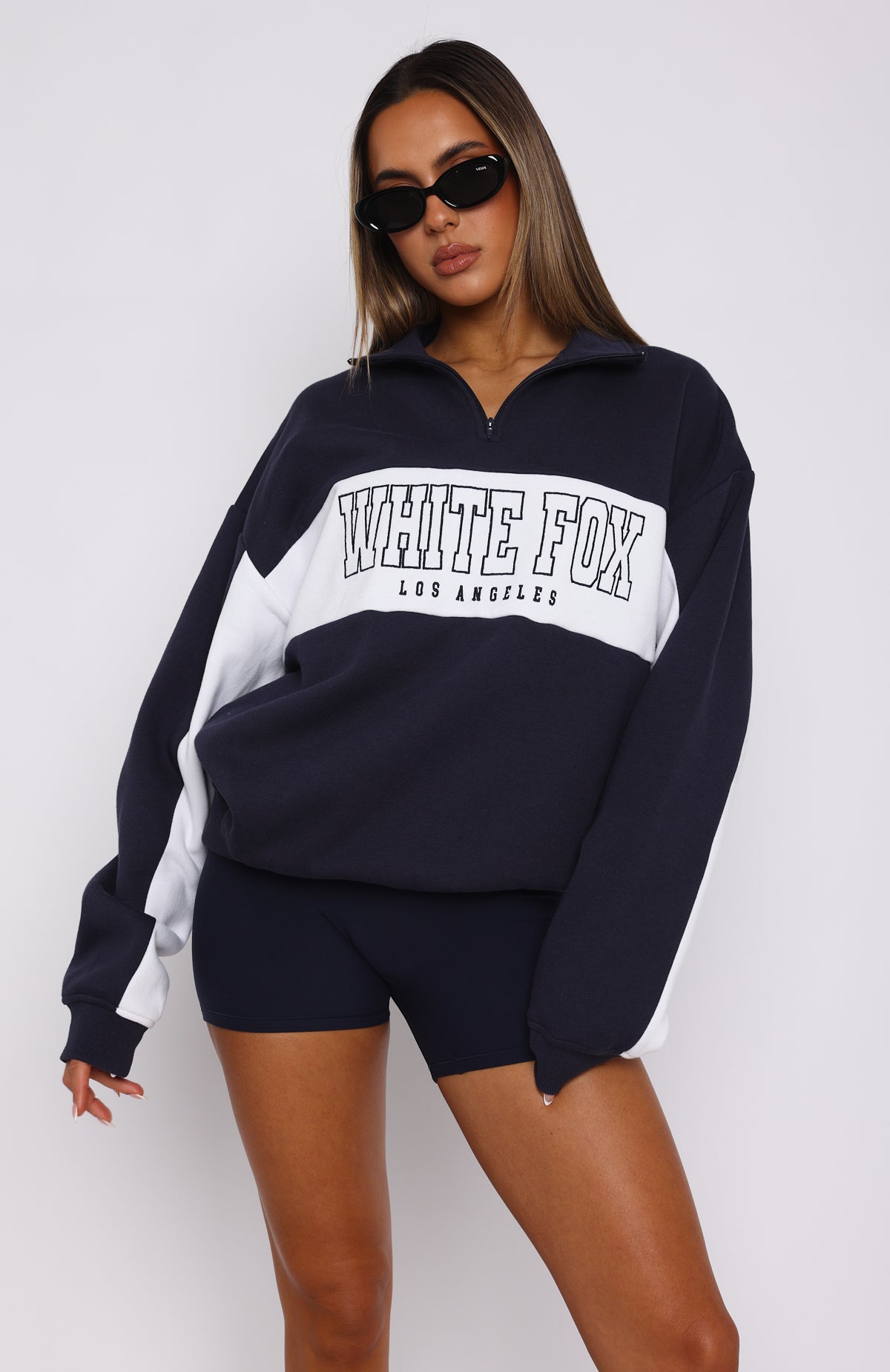 Ultimate Vintage Zip Front Sweater - Navy Blue