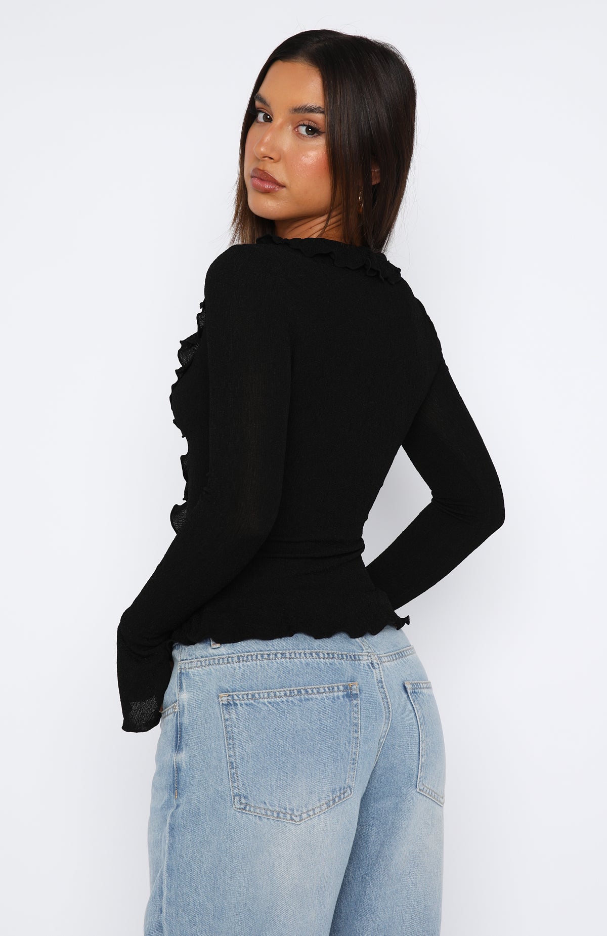 Premium Feel My Love Long Sleeve Top - Black