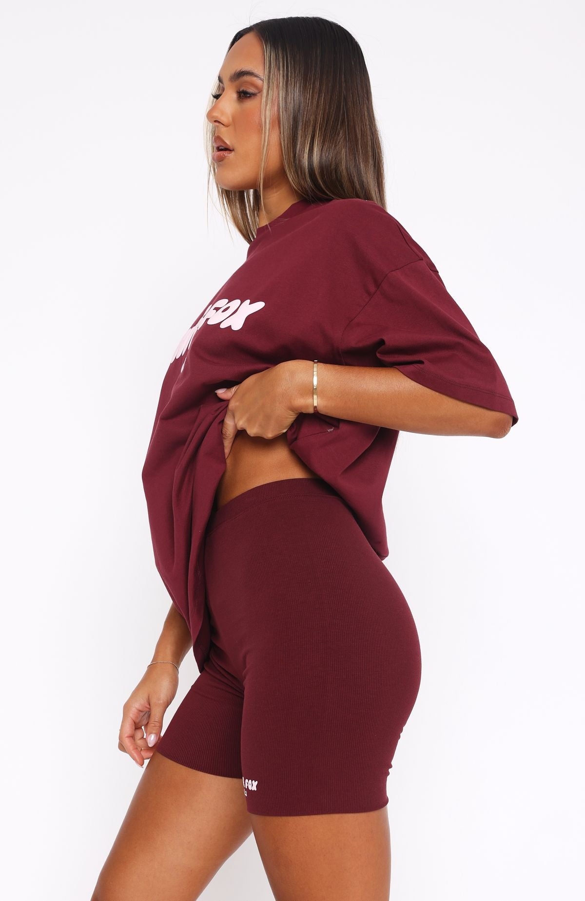 Premium Offstage Ribbed Bike Shorts - Red Velvet | Ultimate Comfort