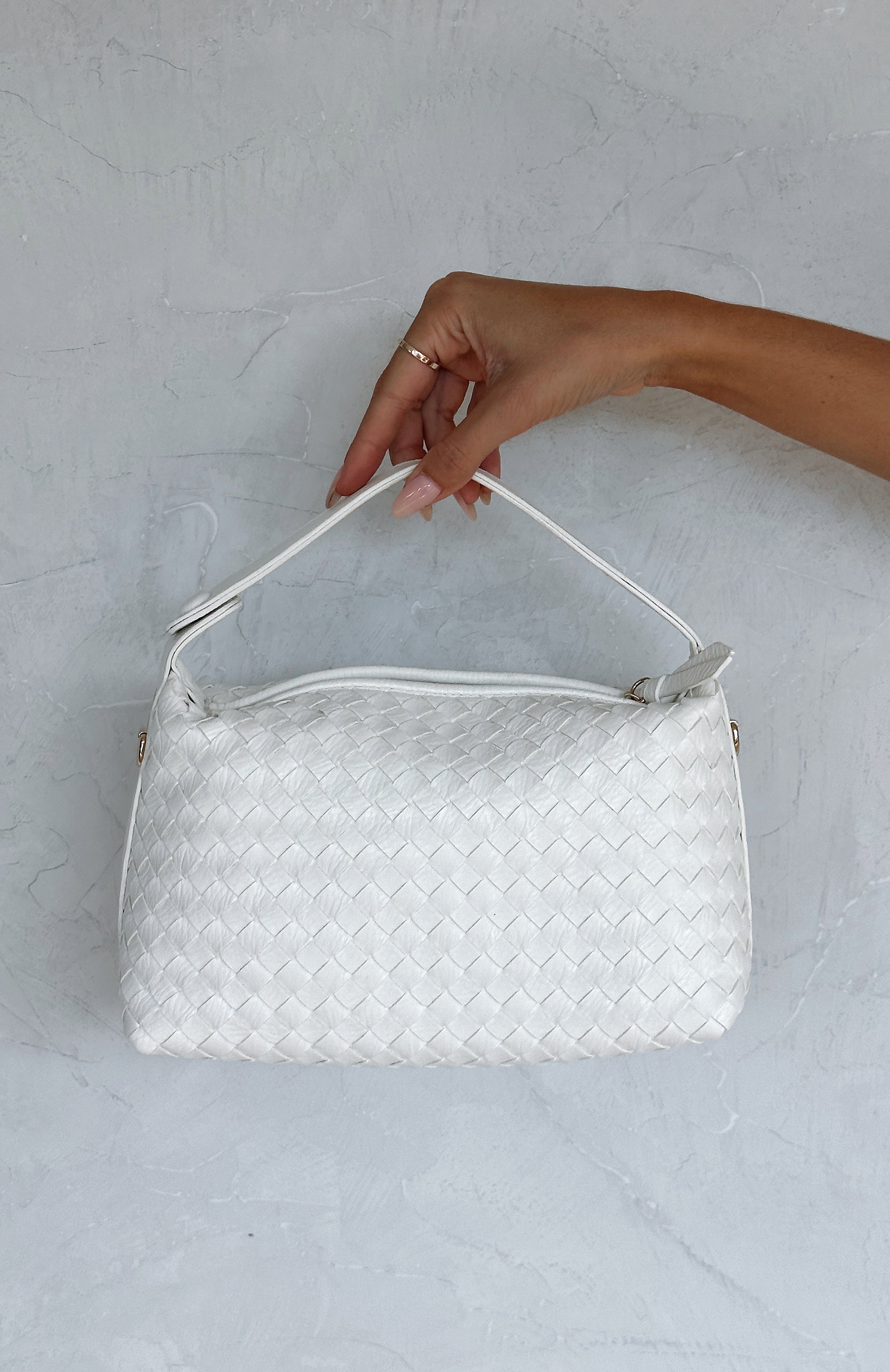 Premium Lana Cream Woven Top Handle Bag