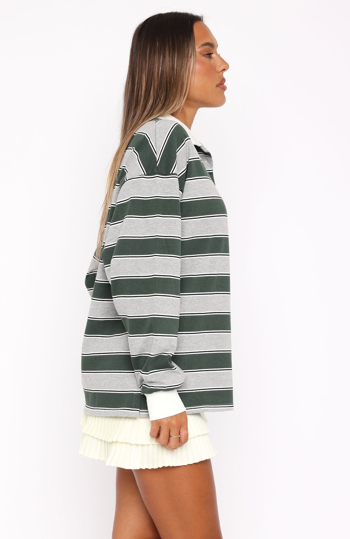 Premium Long Sleeve Rugby Shirt - Forest Green Stripe