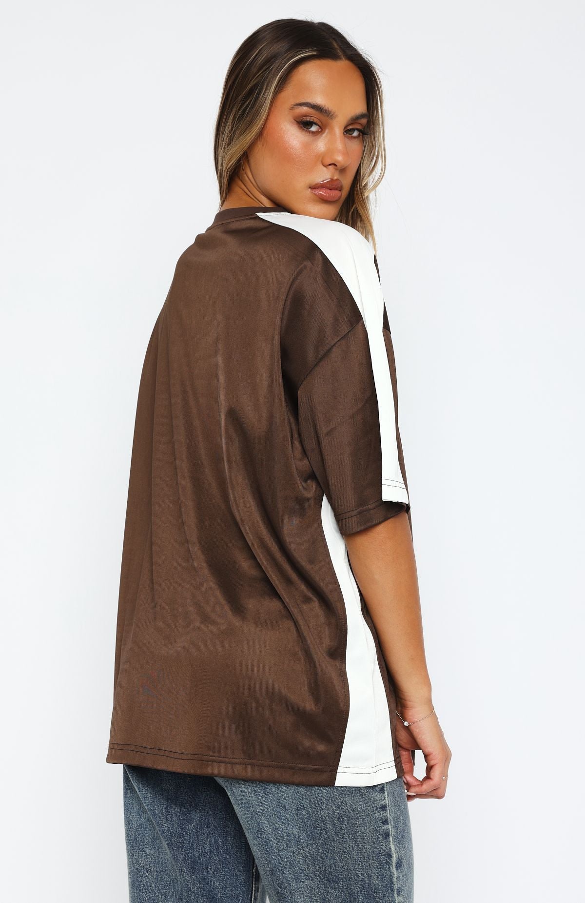 Premium Oversized Jersey Chocolate Tee - Ultimate Cool Girl Style