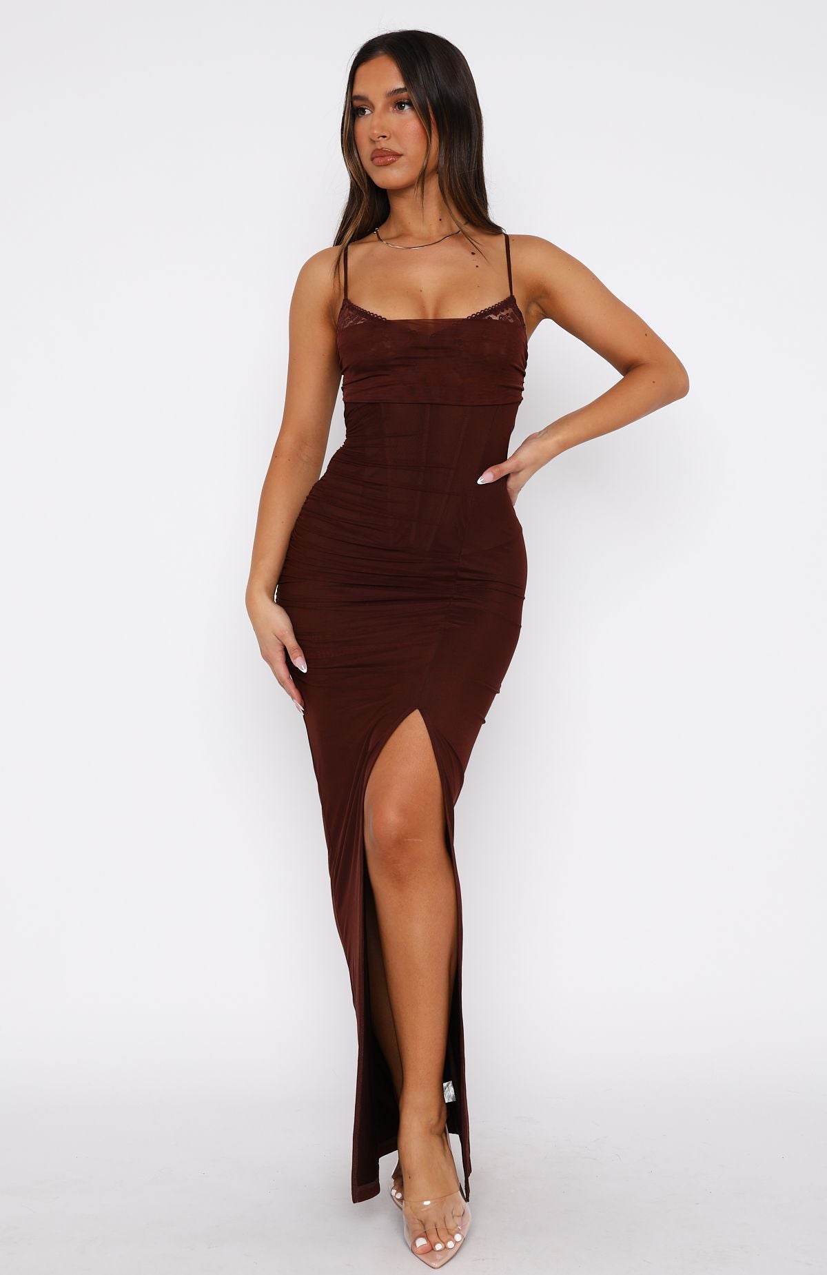 Premium Just Be Friends Maxi Dress in Rich Chocolate