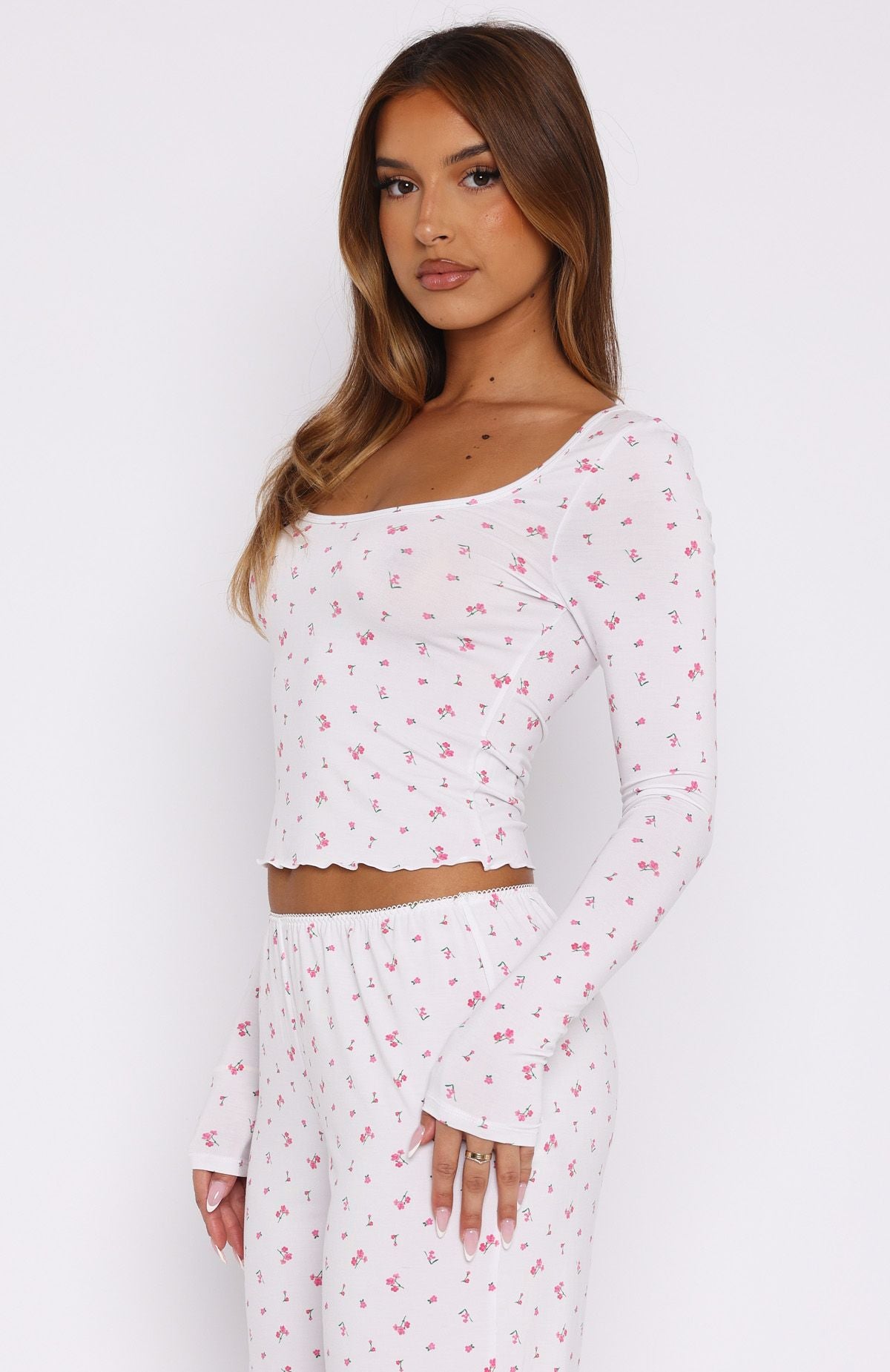 Ultimate Dreamy Long Sleeve Pyjama Top - Pink Blossom