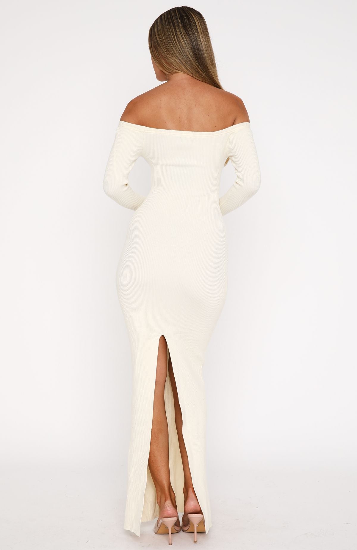 Premium Star Studded Knit Maxi Dress - Winter White