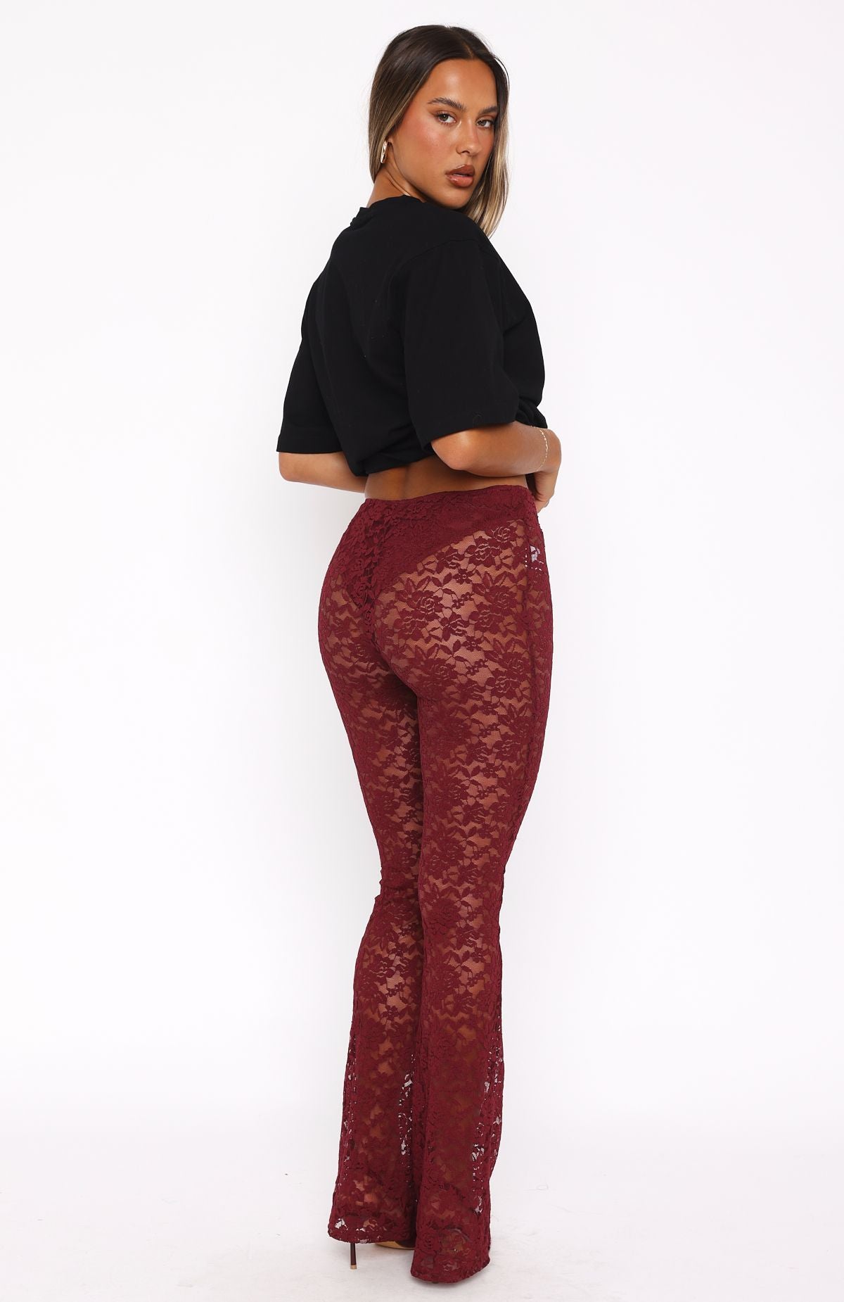 Premium New Era Lace Pants in Wine