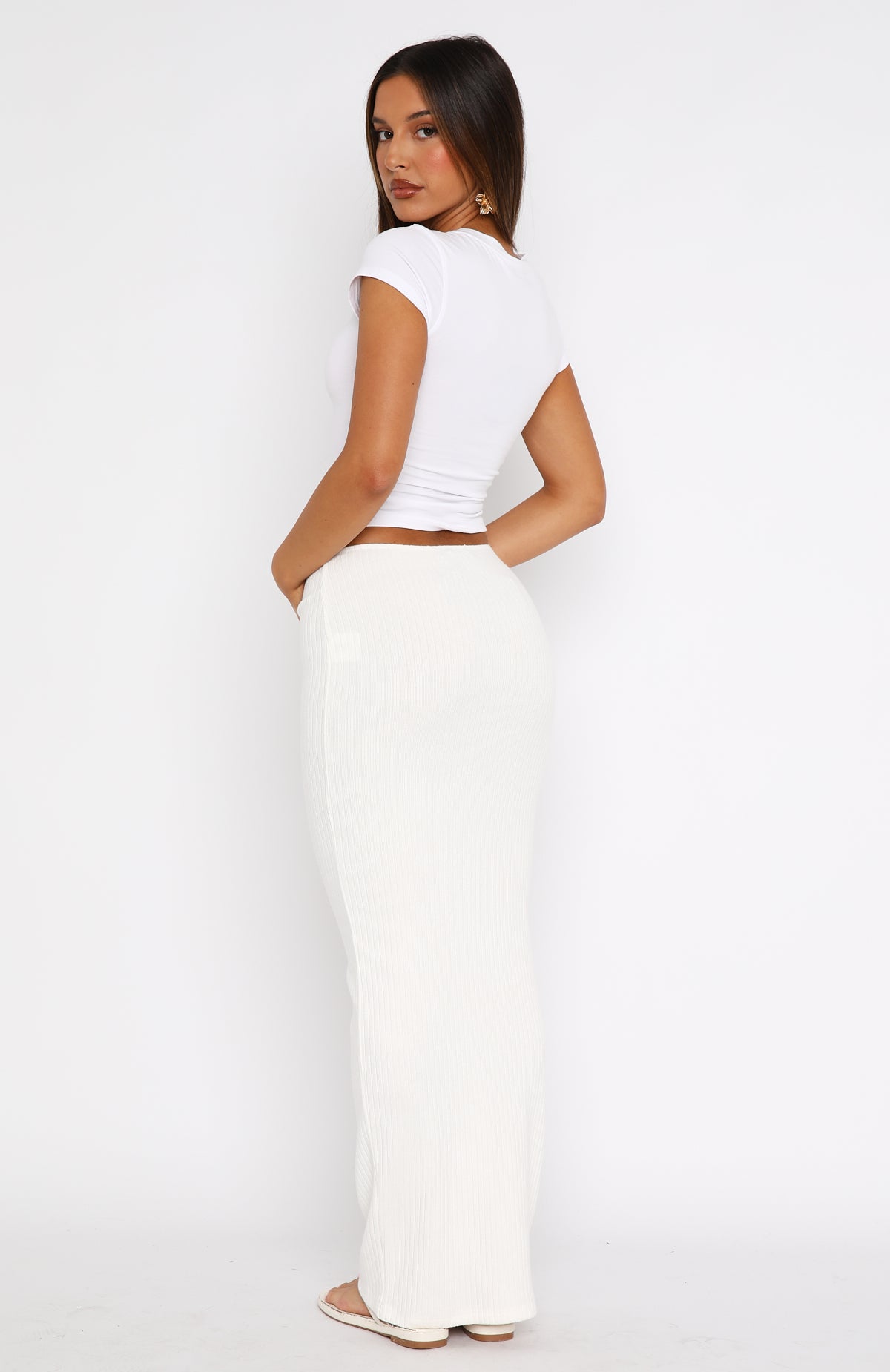 Ultimate Ribbed Maxi Skirt - Premium White