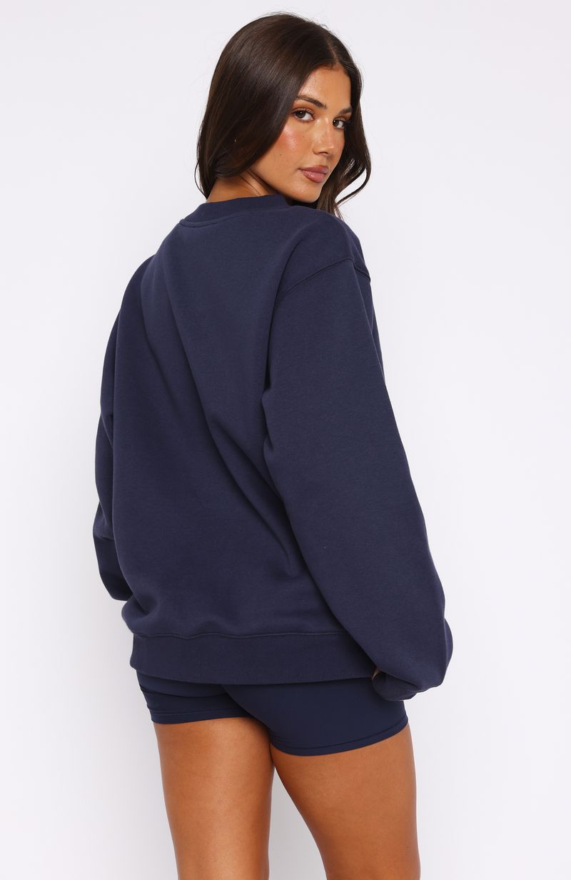 Premium Athletics Era Oversized Sweater - Navy Blue