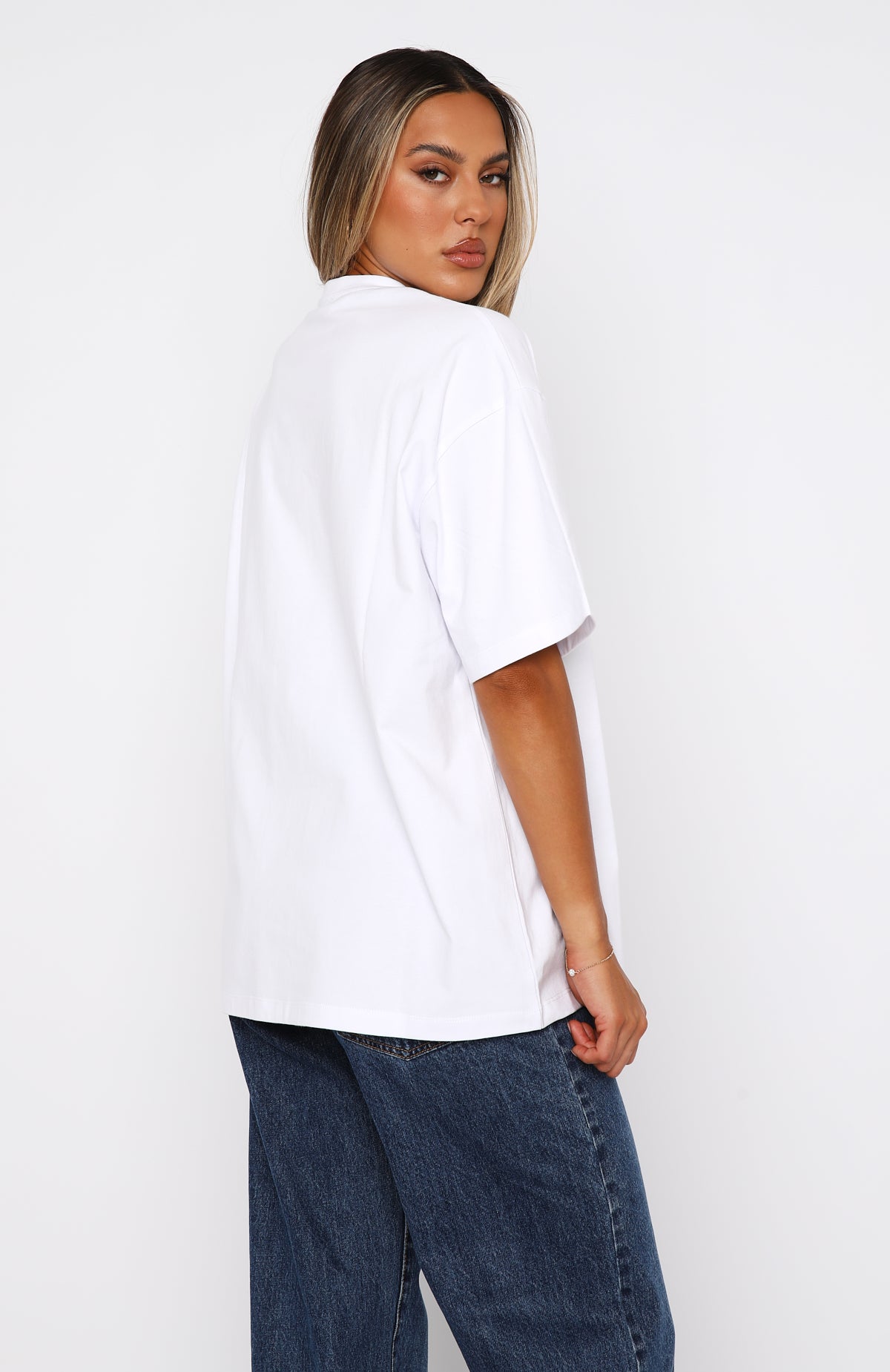 Premium Oh So Sweet Oversized Graphic Tee - White/Blue