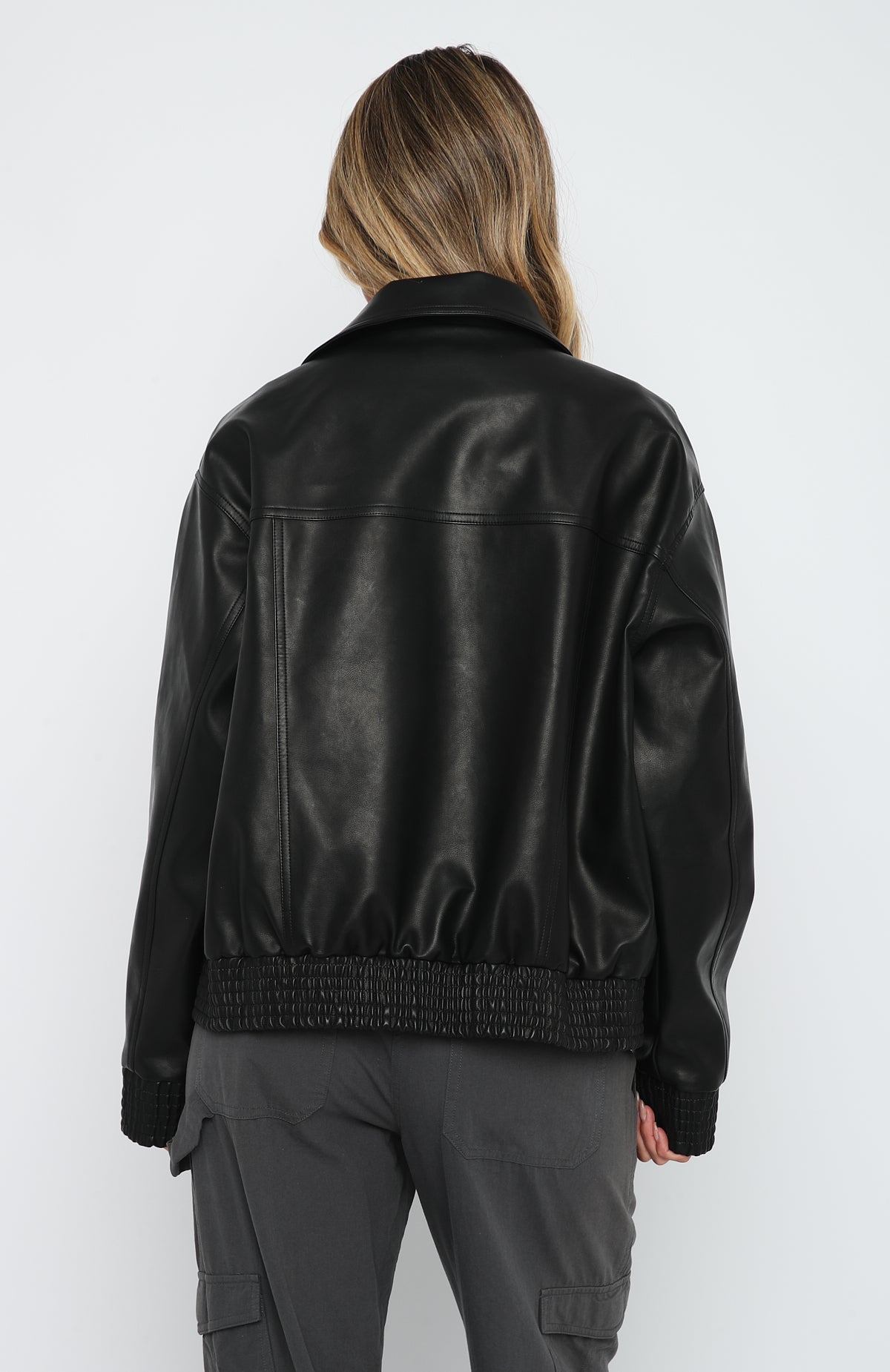 Ultimate Black PU Bomber Jacket - Stylish & Versatile