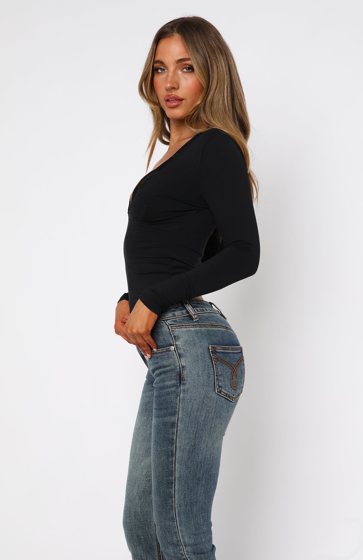 Premium Knew That All Along Long Sleeve Top - Black