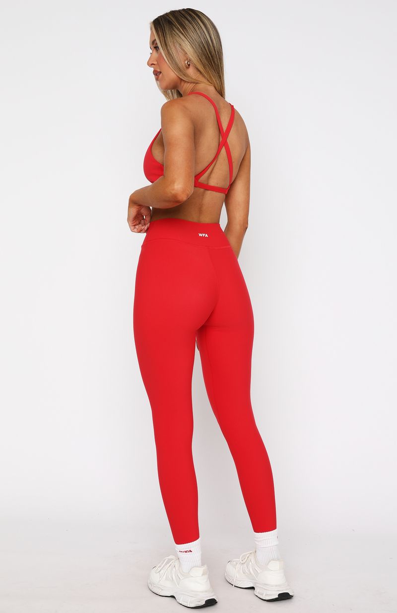 Premium Cross-Front Active Leggings - Red