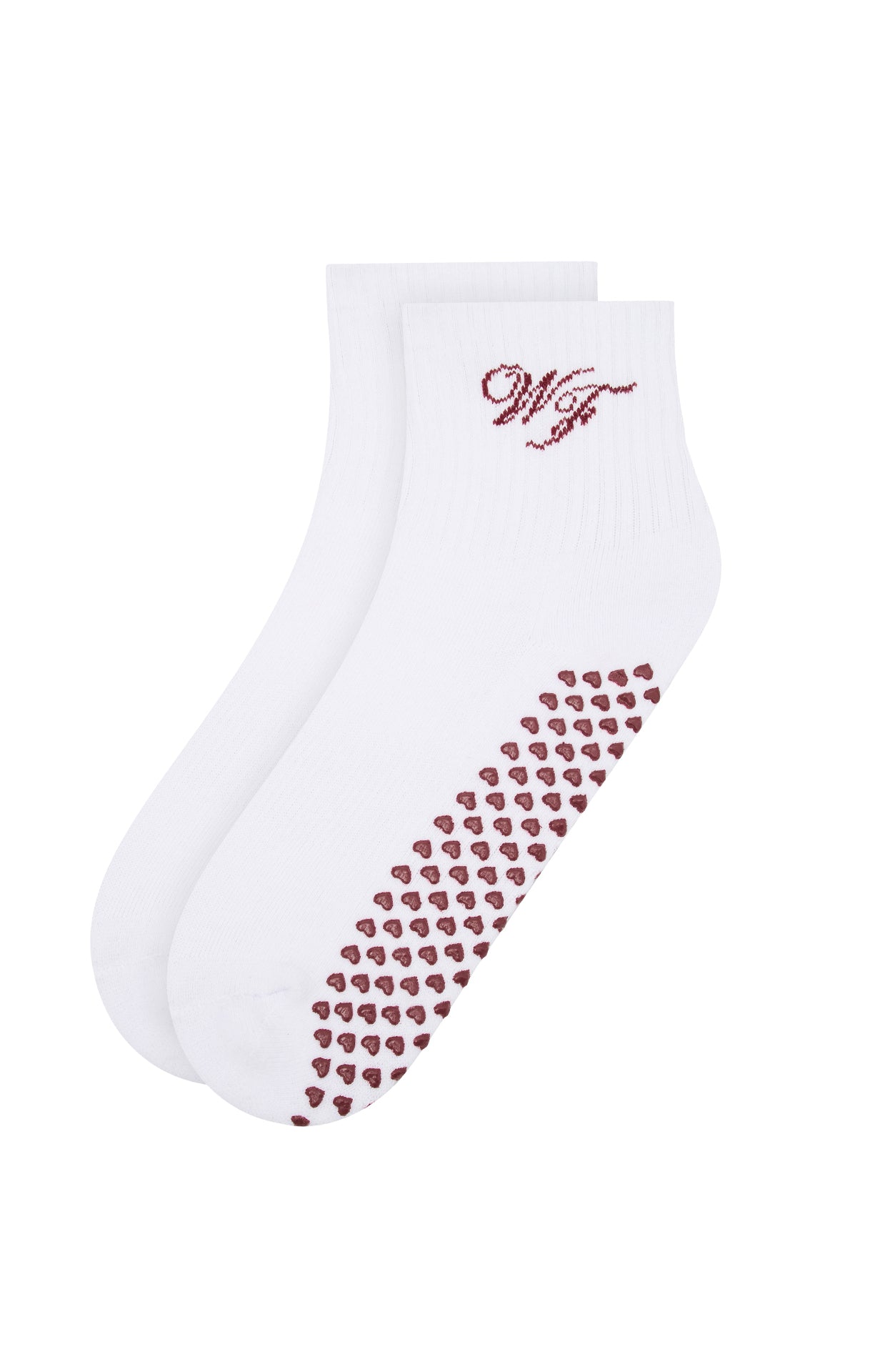 Ultimate Pilates Grip Socks - White/Berry | Premium Comfort & Style