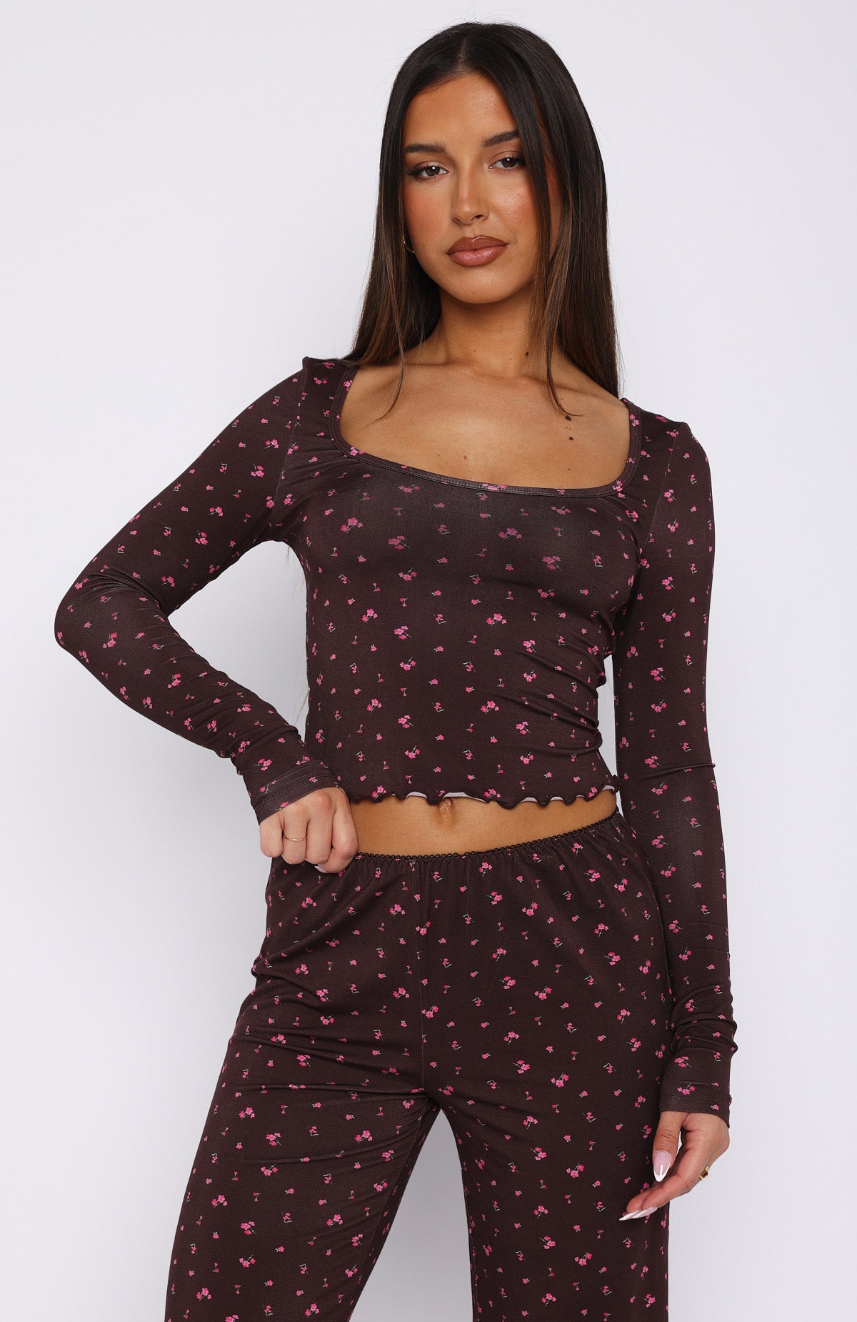 Premium Dreamy Long Sleeve Pyjama Top - Chocolate Dreams