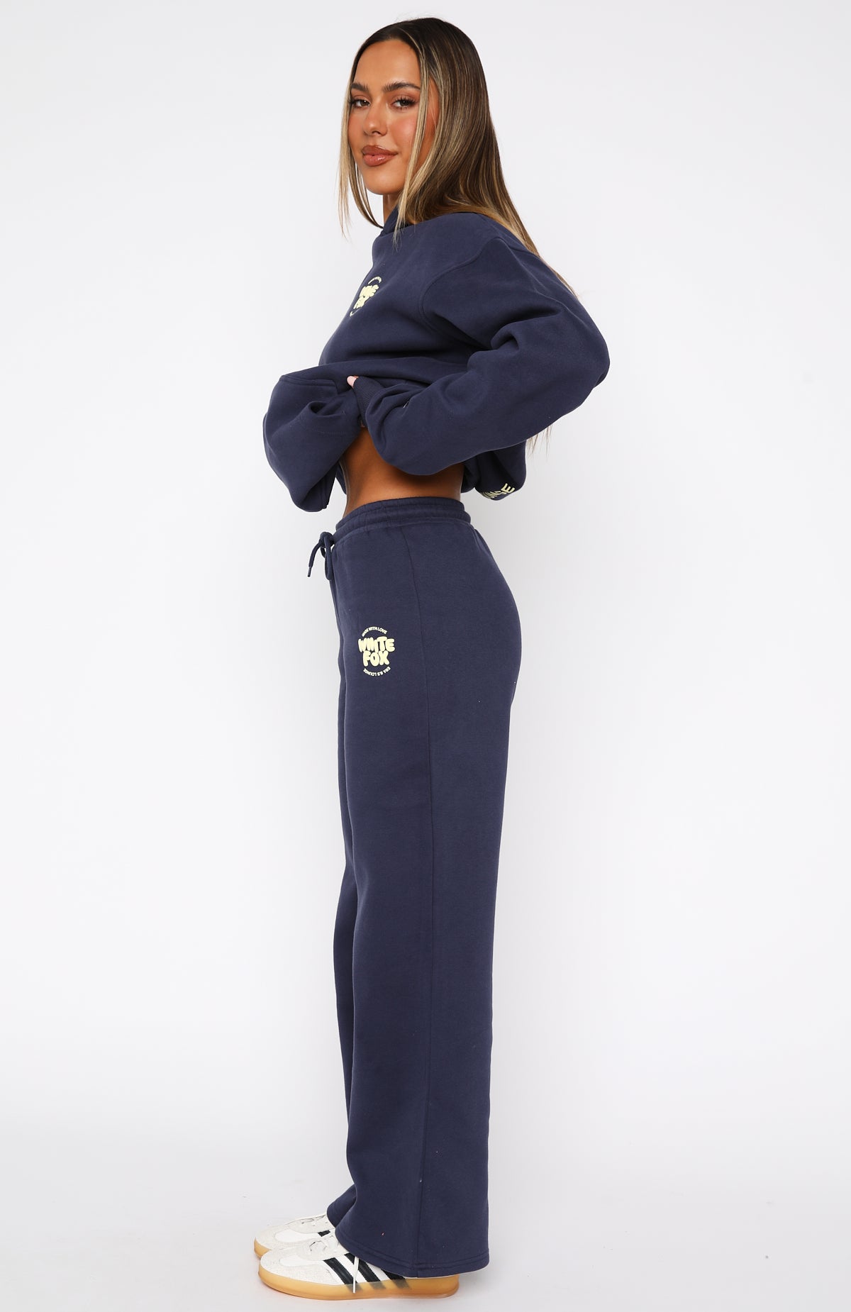 Premium With Love For You Wide Leg Sweatpants - Navy Blue