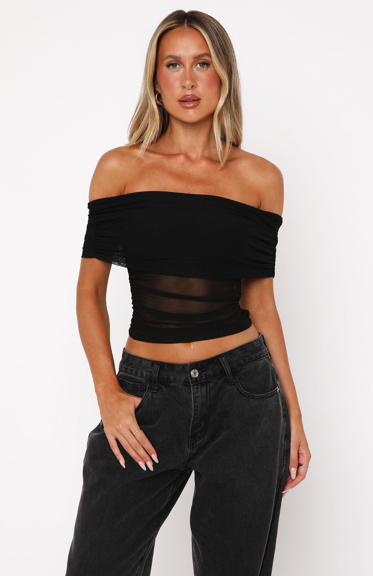 Premium Show Out Mesh Top - Black