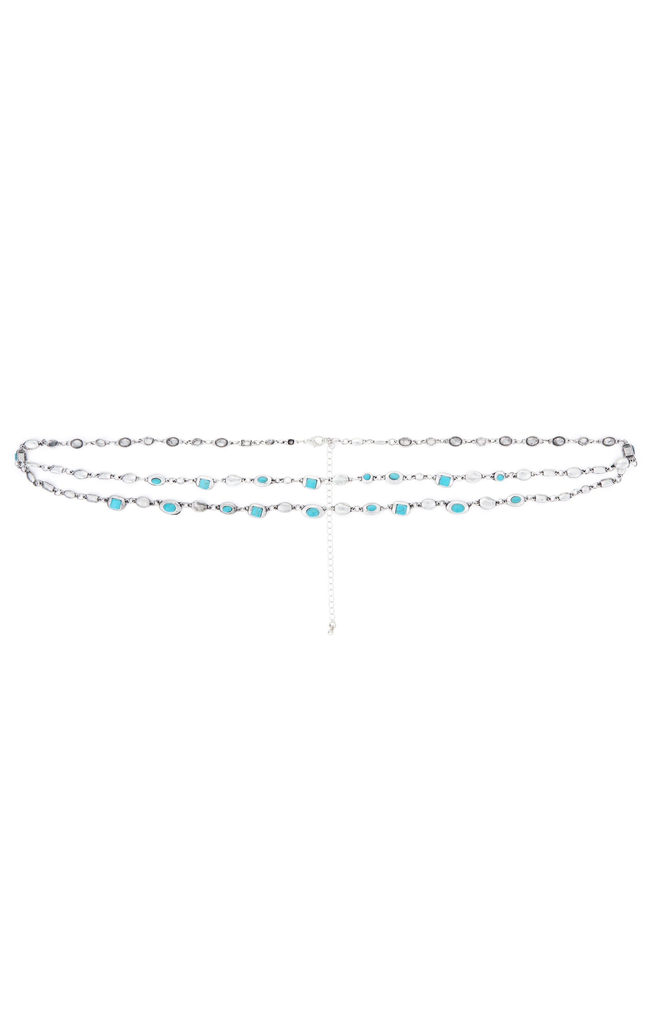 Premium Valda Body Chain - Silver & Turquoise Beaded Design