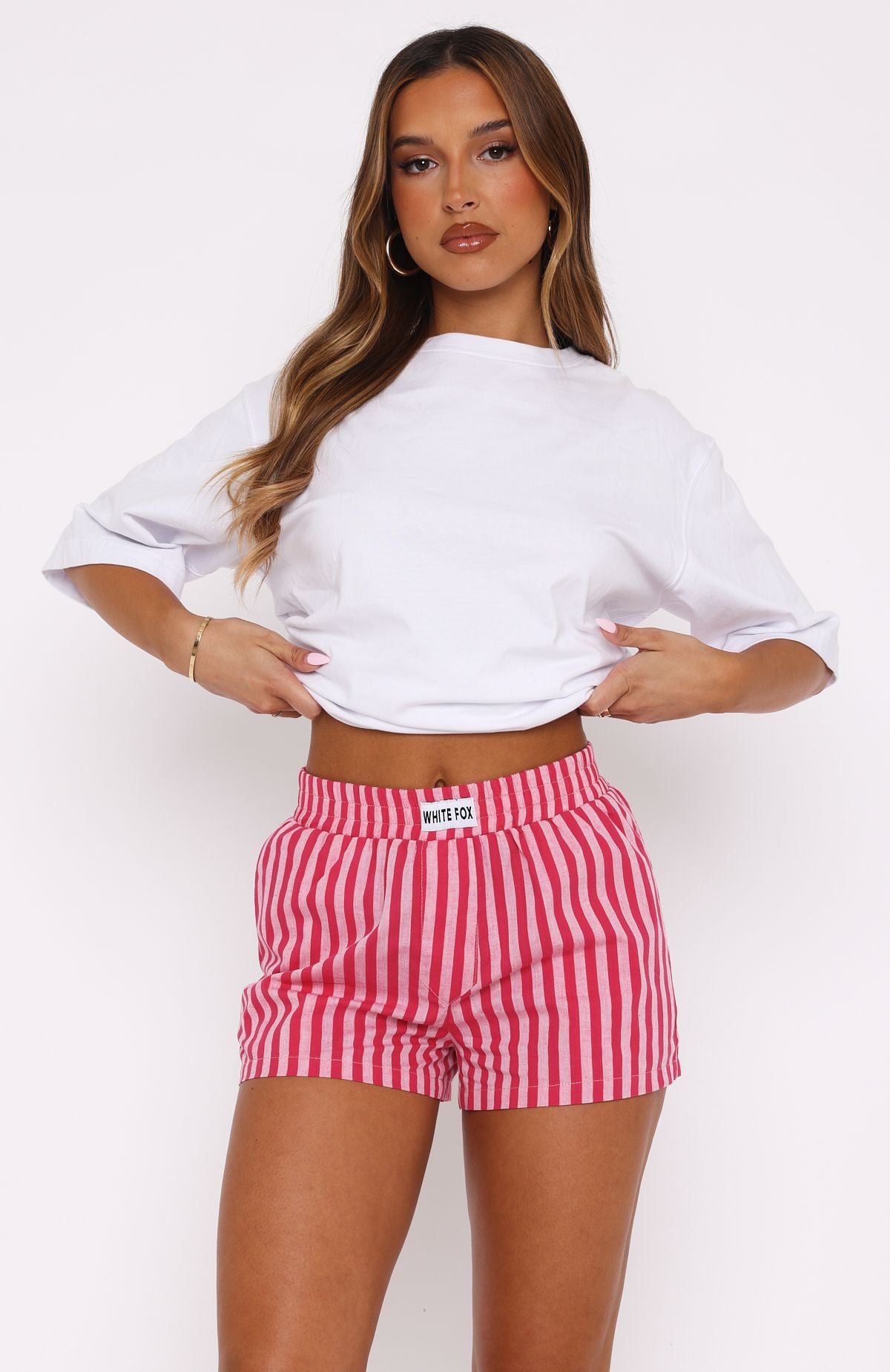 Premium Living For It Stripe Shorts - Pink