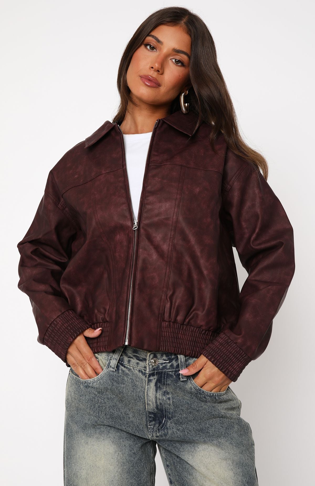 Ultimate Plum PU Bomber Jacket - Upgrade Your Style