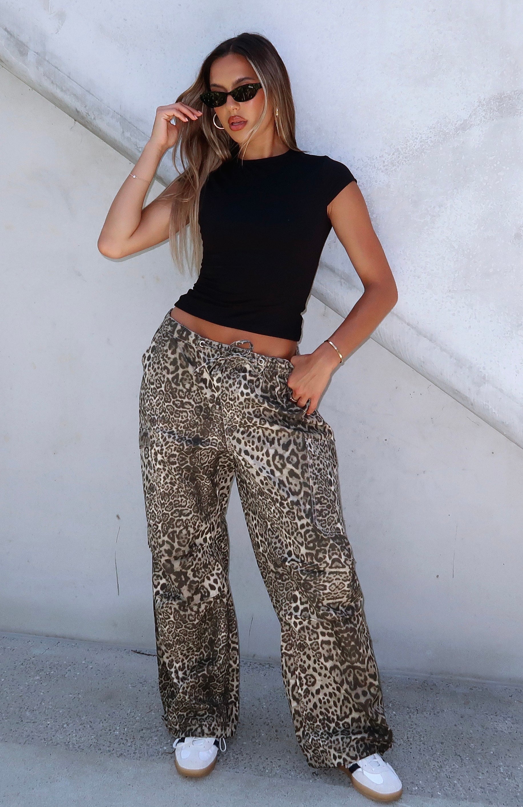 Premium Leopard Print Parachute Pants