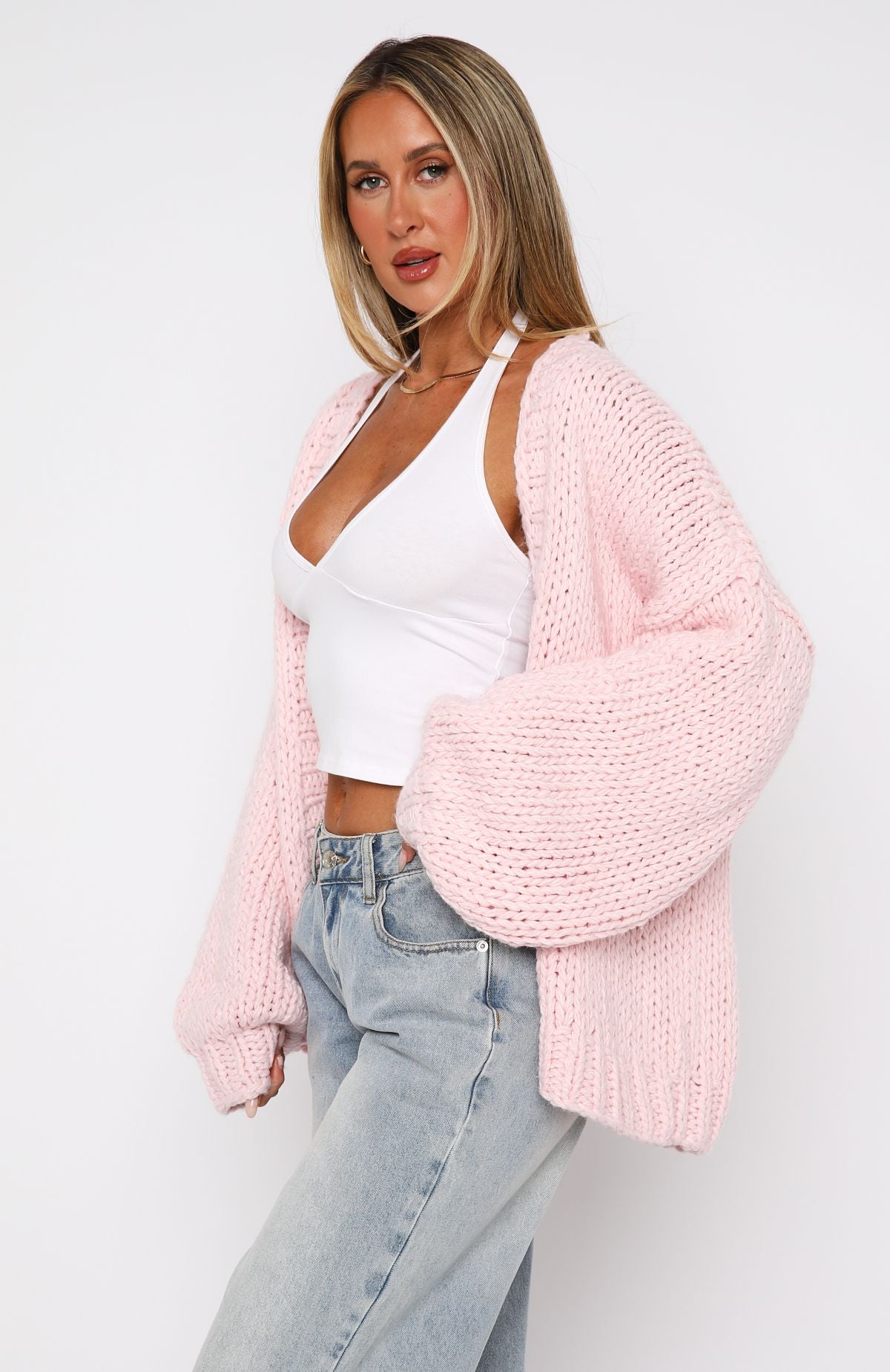 Ultimate Comfort Knit Cardigan in Baby Pink