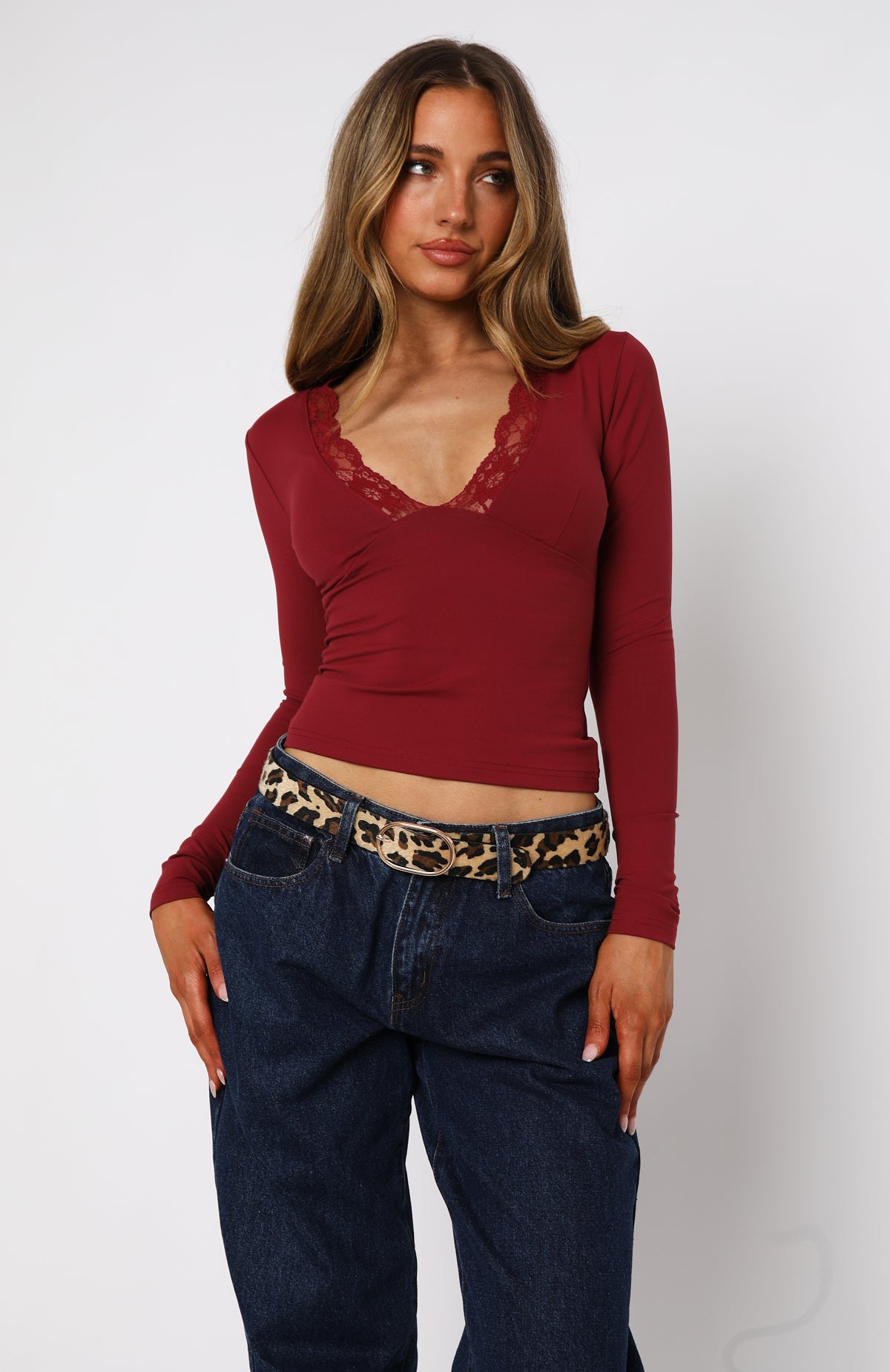 Premium Knew That All Along Long Sleeve Top in Wine