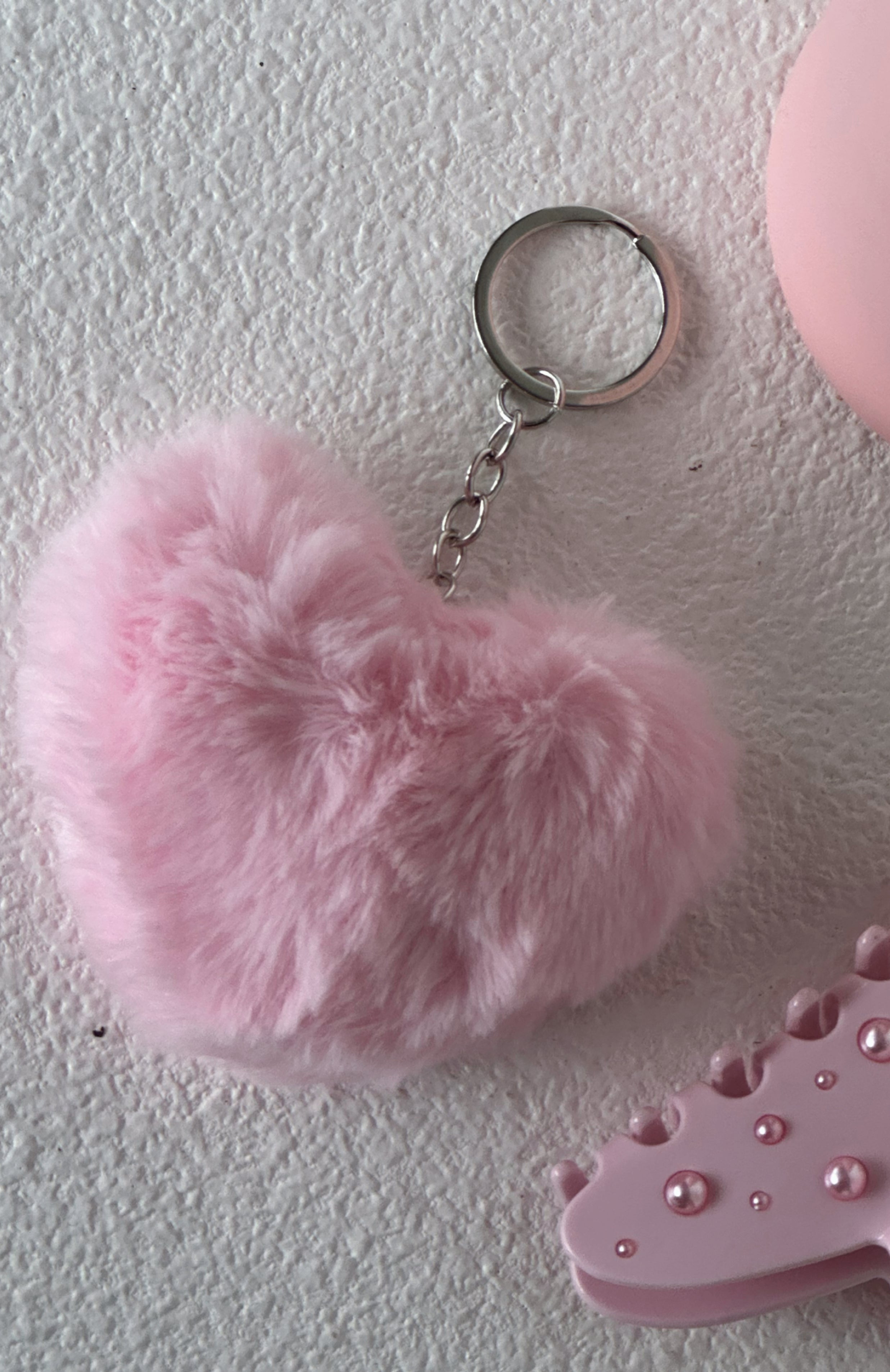 Premium Jaxon Heart Key Ring in Baby Pink