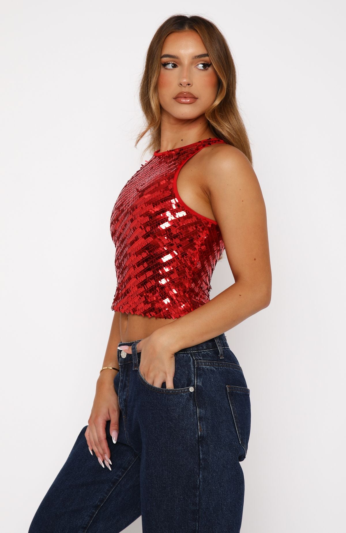 Ultimate Glam Sequin Top - Red