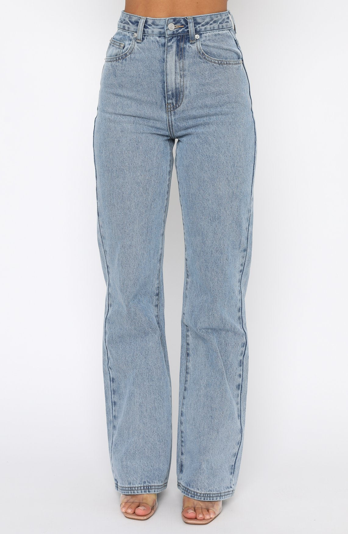 Premium High-Rise Straight Leg Jeans - Washed Blue | Ultimate Denim Upgrade