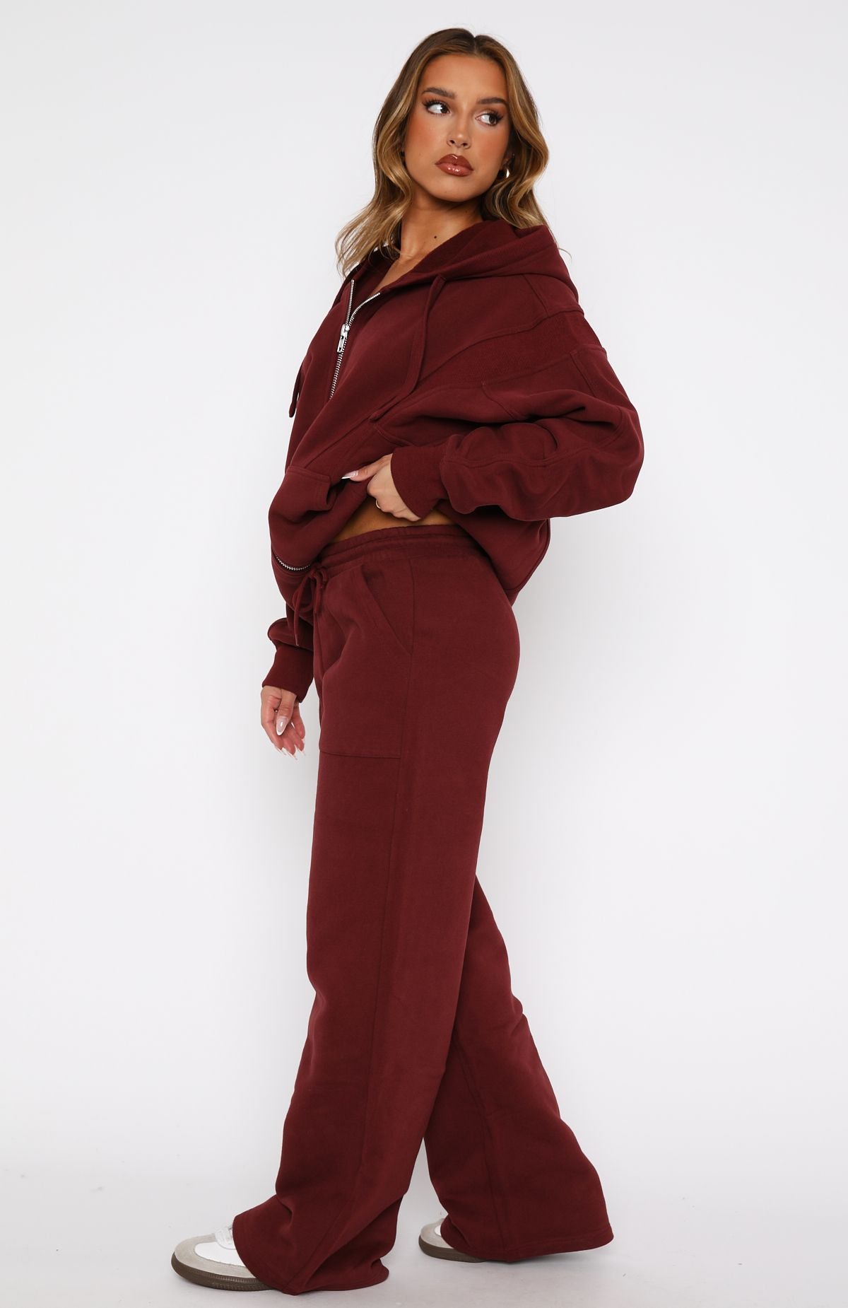 Ultimate Comfort Wide Leg Sweatpants - Merlot Red