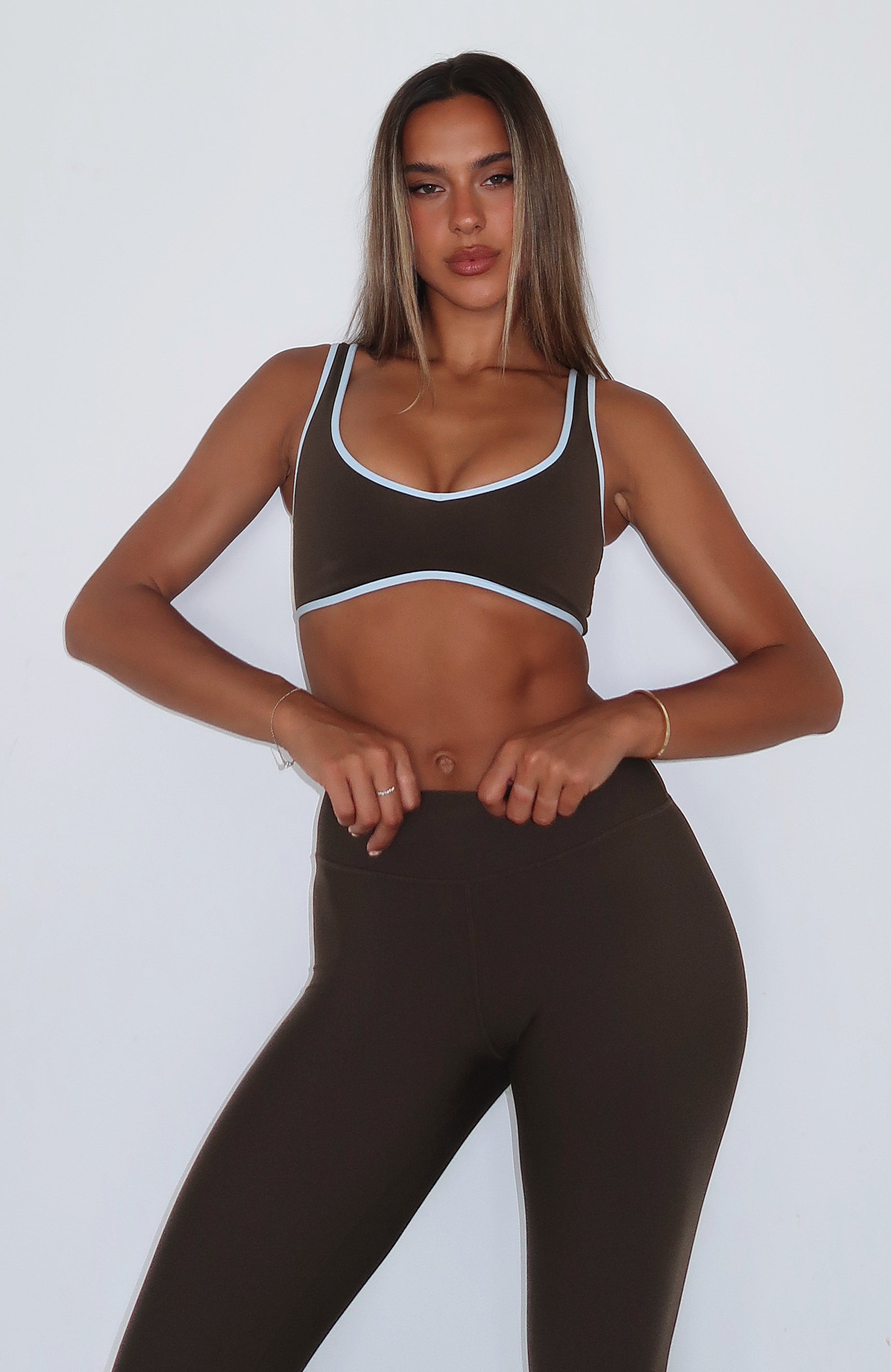 Ultimate I'll Prove It Sports Crop - Espresso/Baby Blue