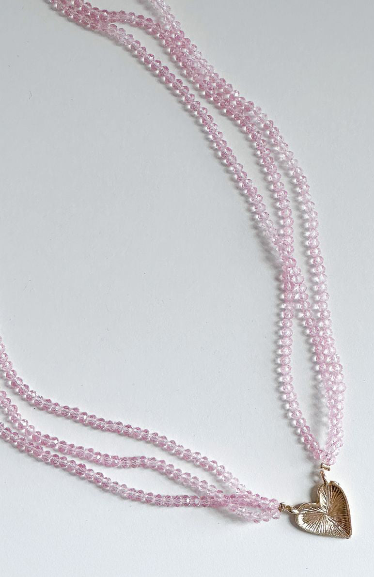 Premium Saskia Layered Necklace in Gold & Pink