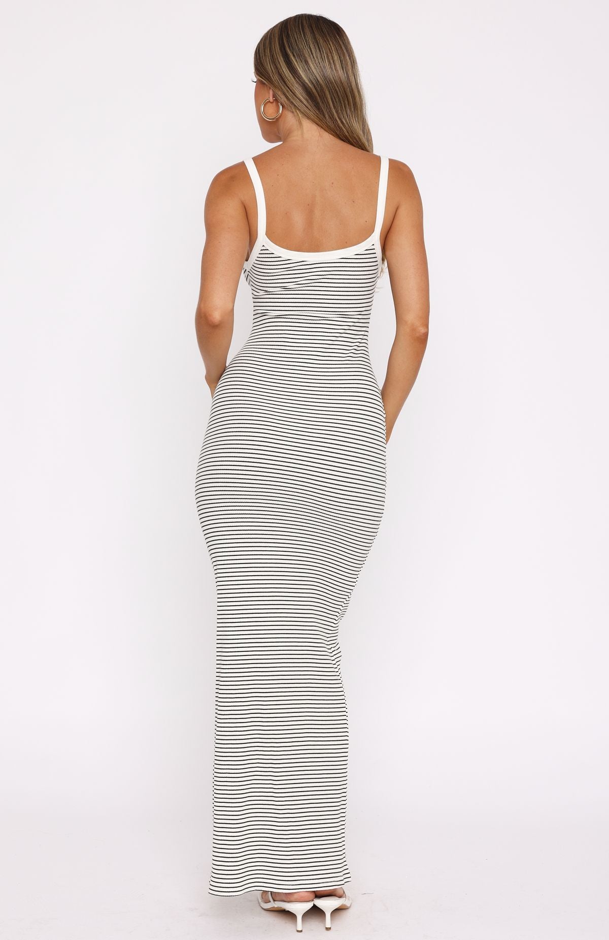 Premium Let Me Live Ribbed Maxi Dress - White/Green Stripe | Ultimate Comfort & Style
