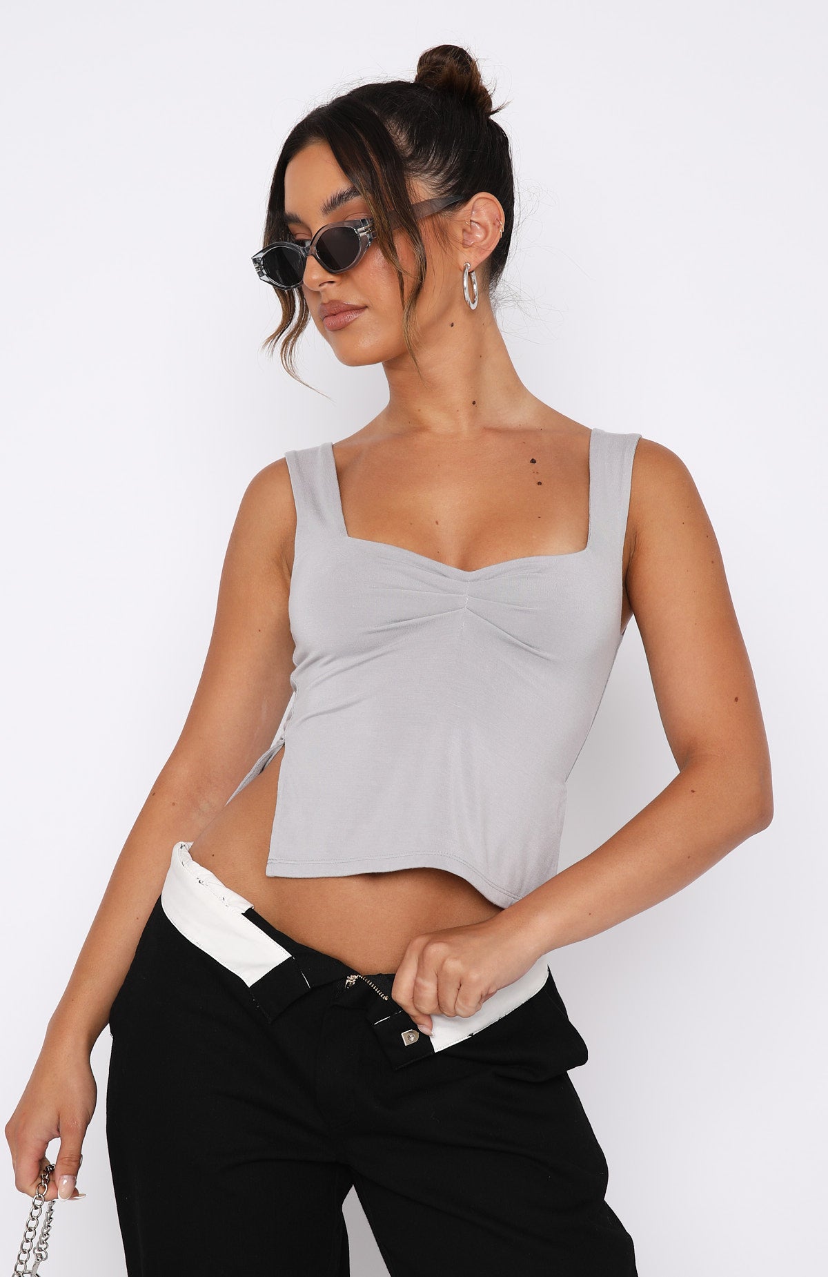 Premium Grey Mist Cut-Out Top