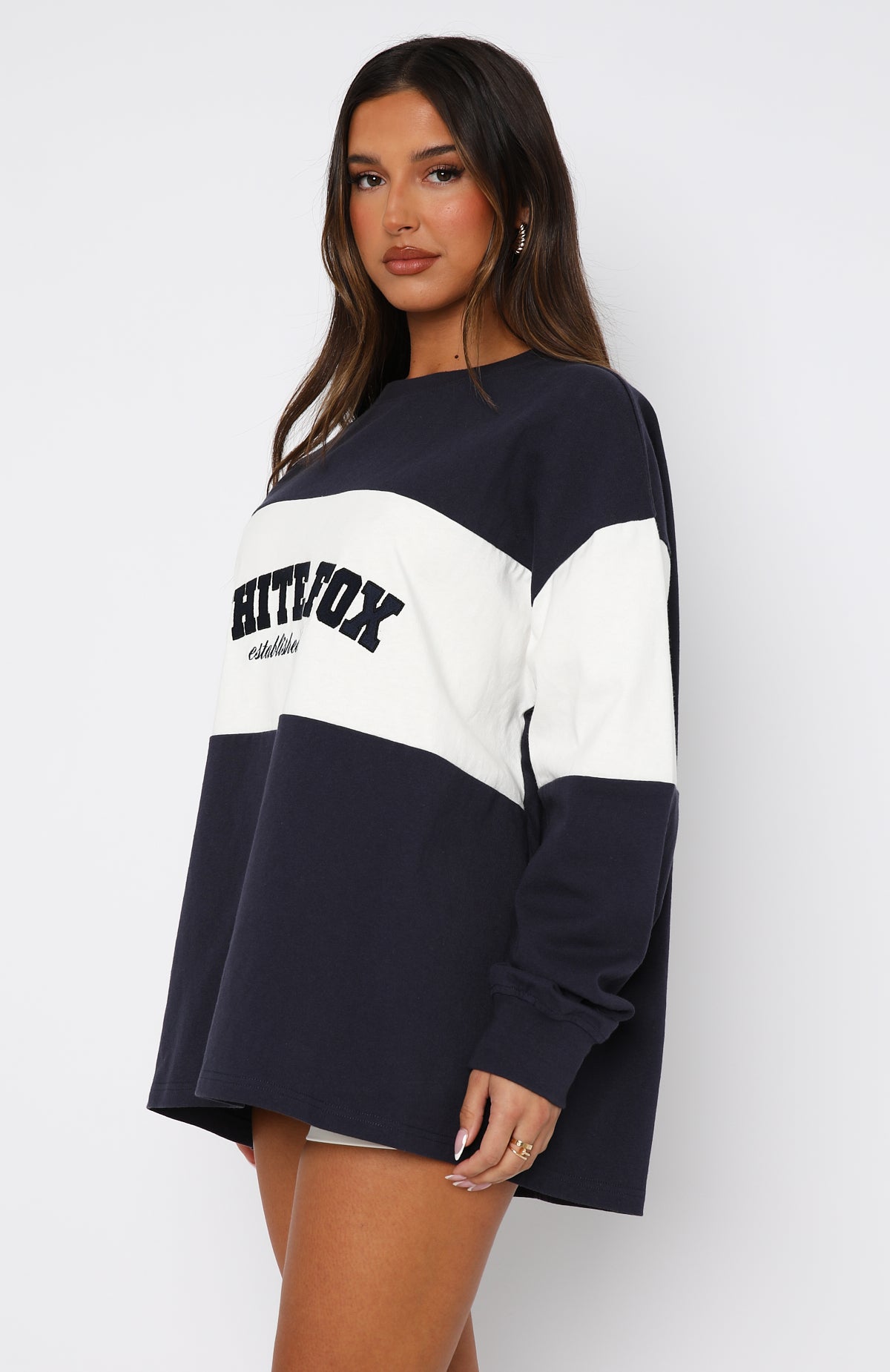 Premium Need You More Oversized Long Sleeve Tee - Navy