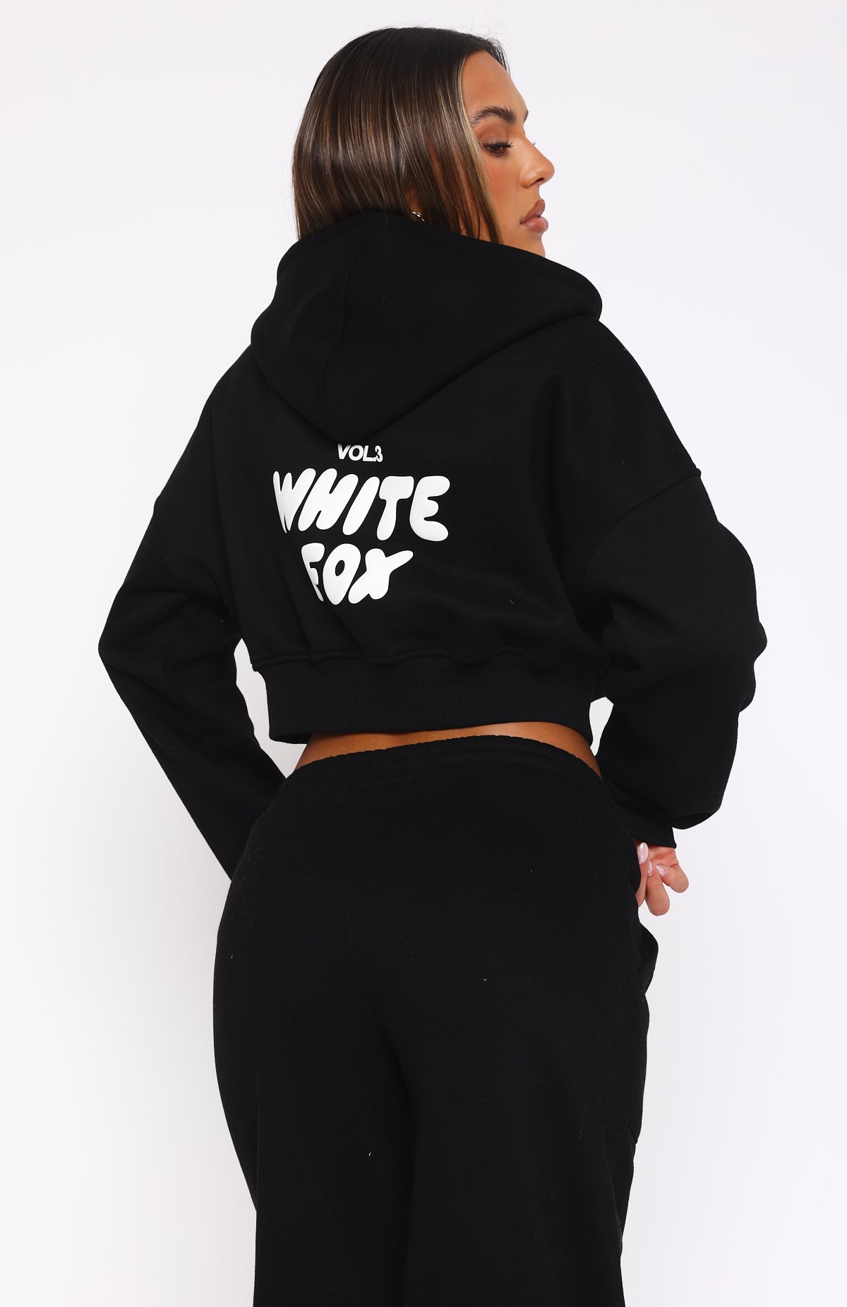 Premium Offstage Cropped Zip Hoodie - Monochrome Style