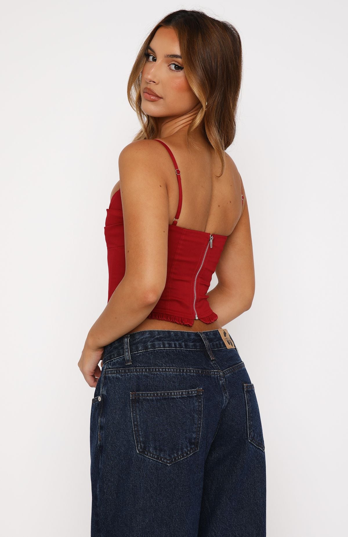 Premium Red Glam Bustier Top