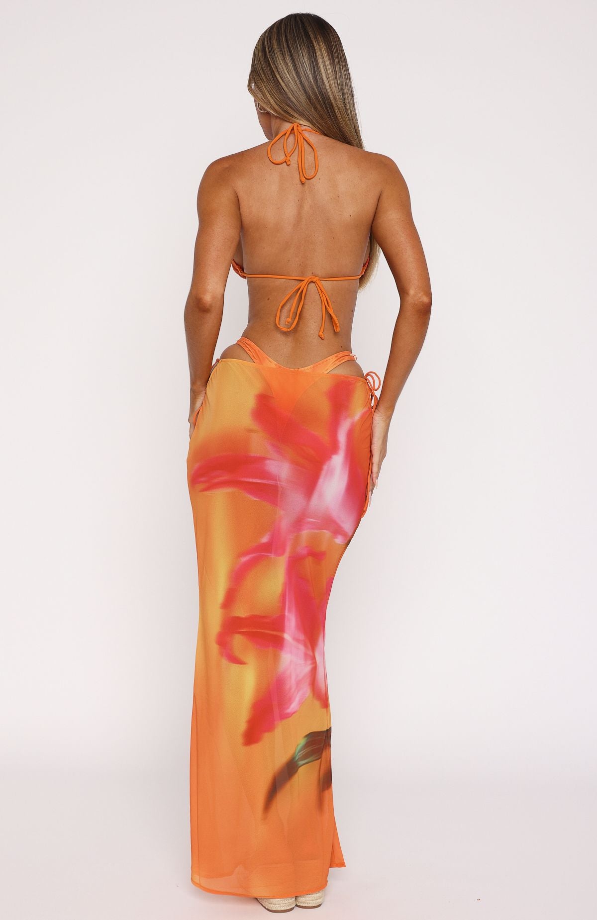 Premium Luminous Maxi Skirt | Sunset Floral Design