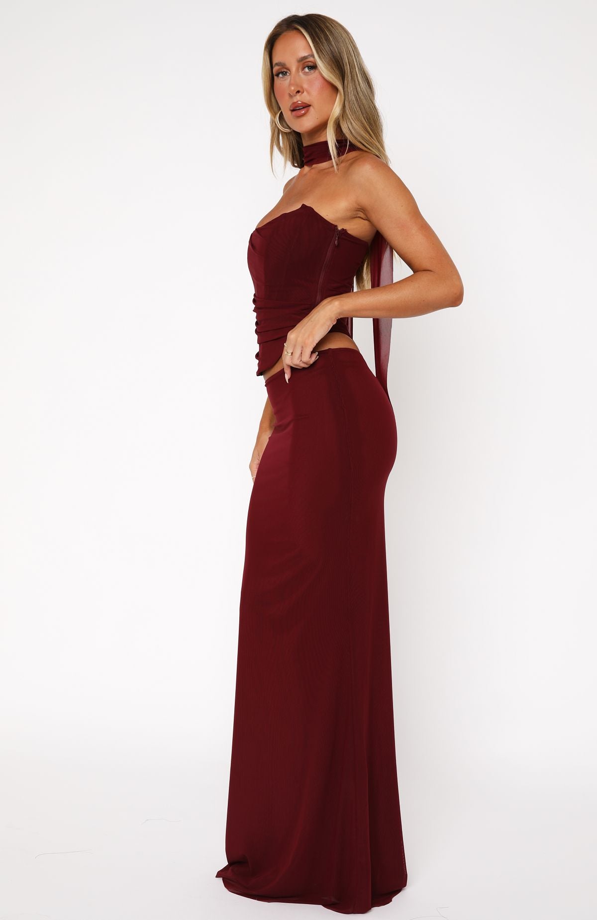 Ultimate Loving You Maxi Skirt in Burgundy - Premium Stretch & Style