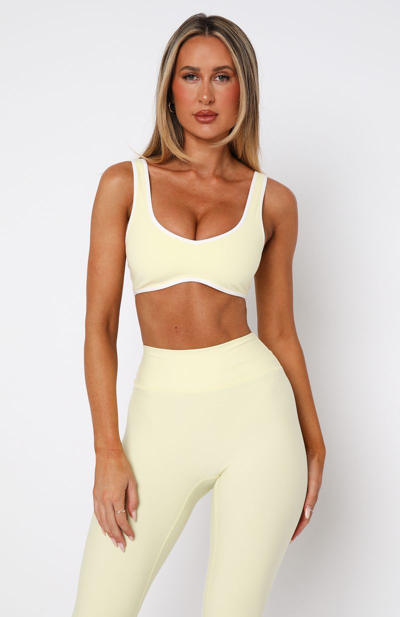 Premium Lemon & White Sports Crop - Ultimate Gym Essential