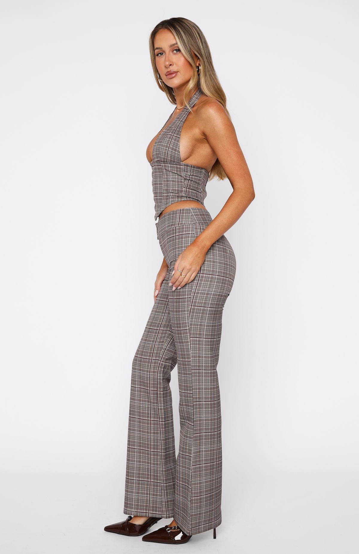 Premium Be Where You Are Slim-Fit Pants - Mocha Check