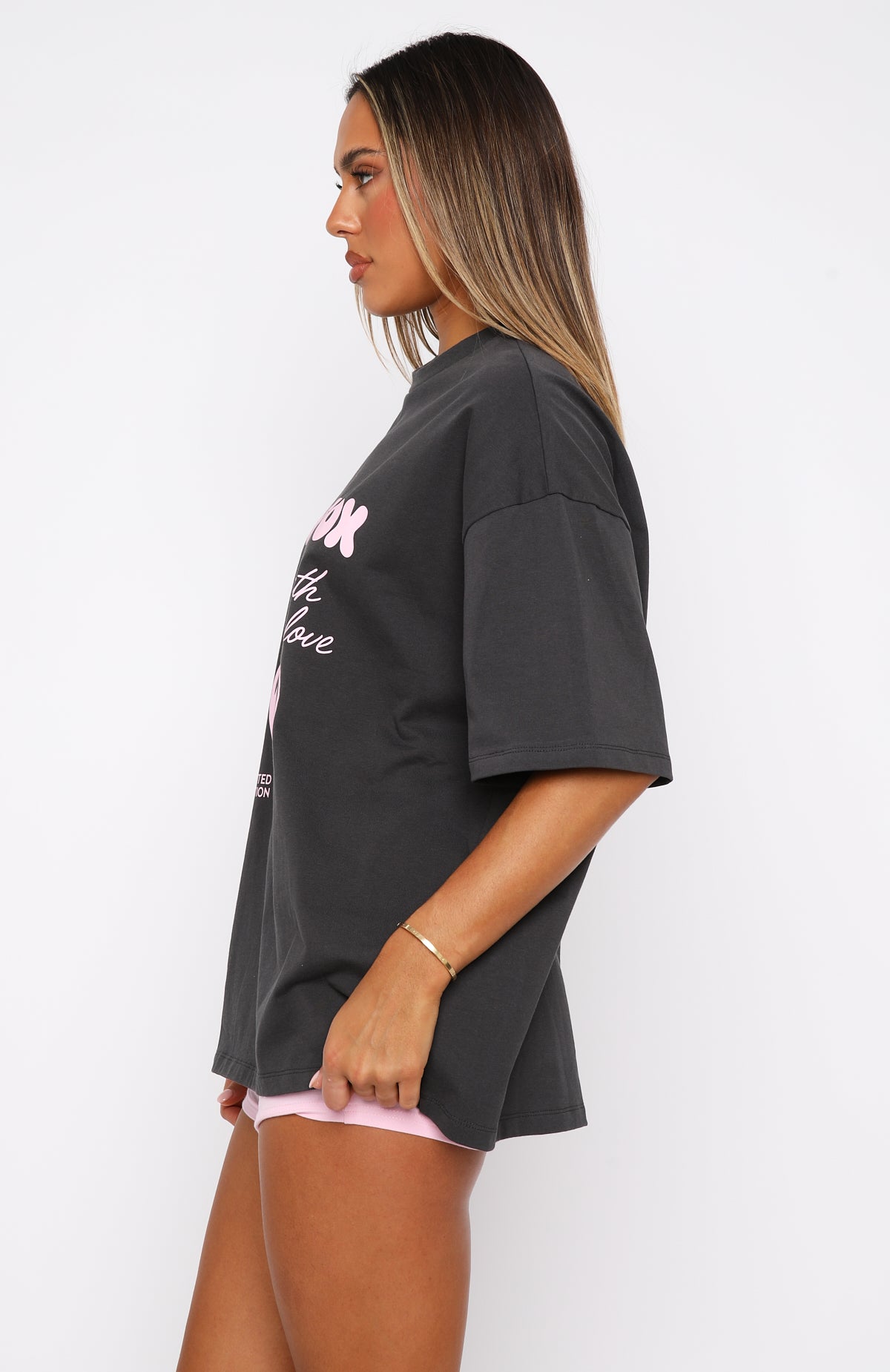 Premium With Love In The Moment Oversized Tee - Charcoal