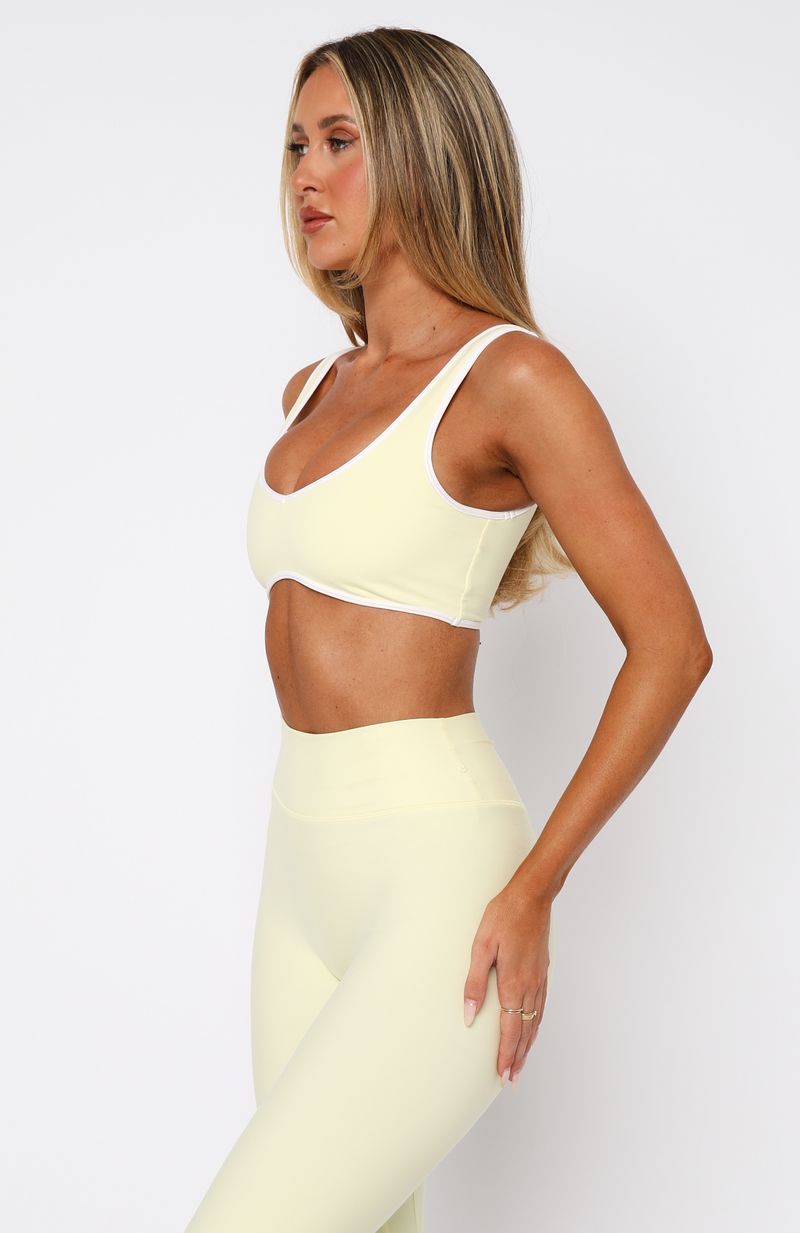 Premium Lemon & White Sports Crop - Ultimate Gym Essential