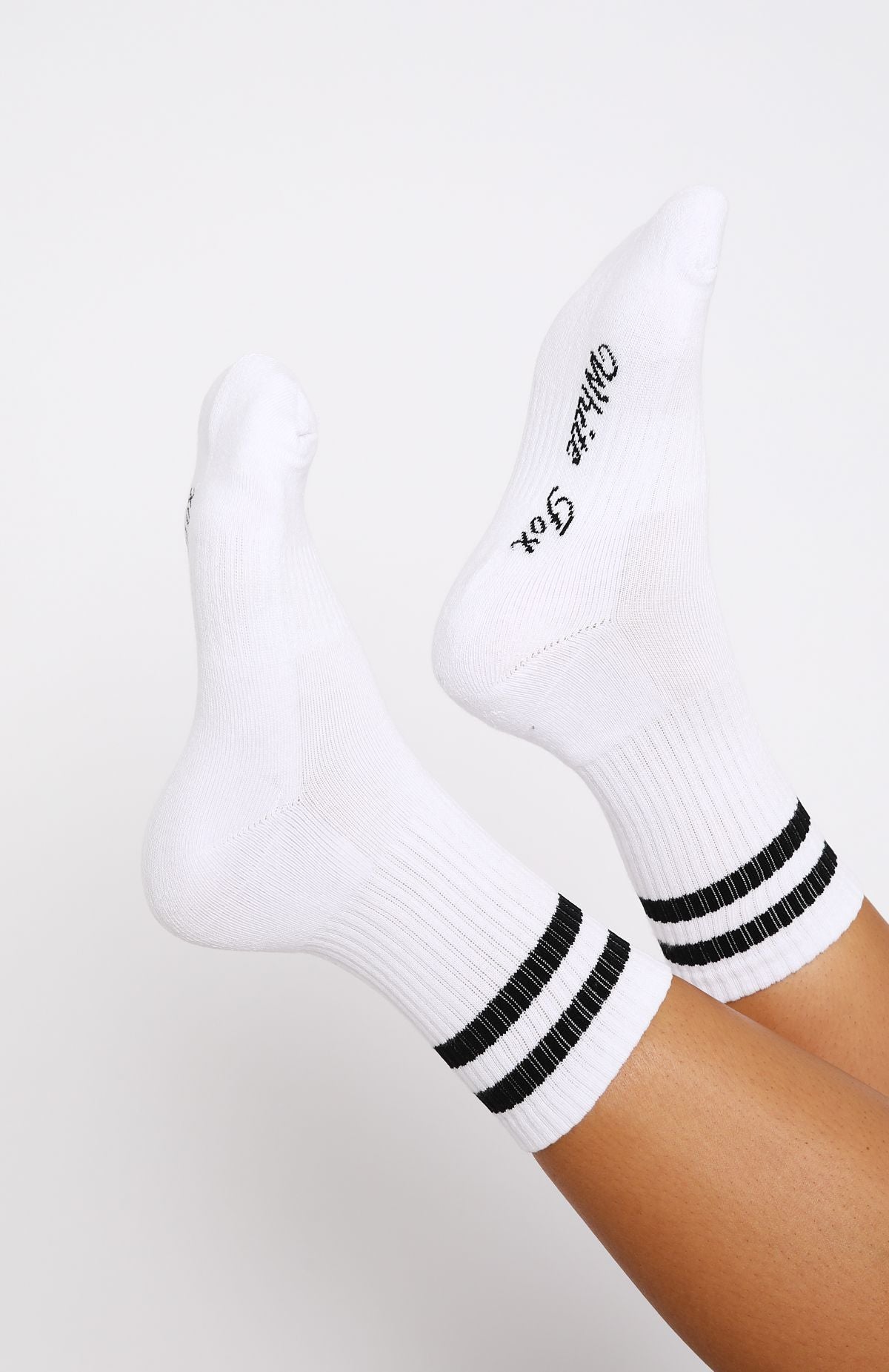 Premium Grounded Crew Socks - White/Black