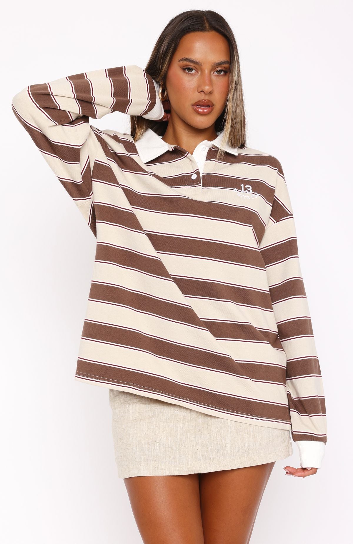 Premium Long Sleeve Rugby Shirt - Neutral Stripe Edition