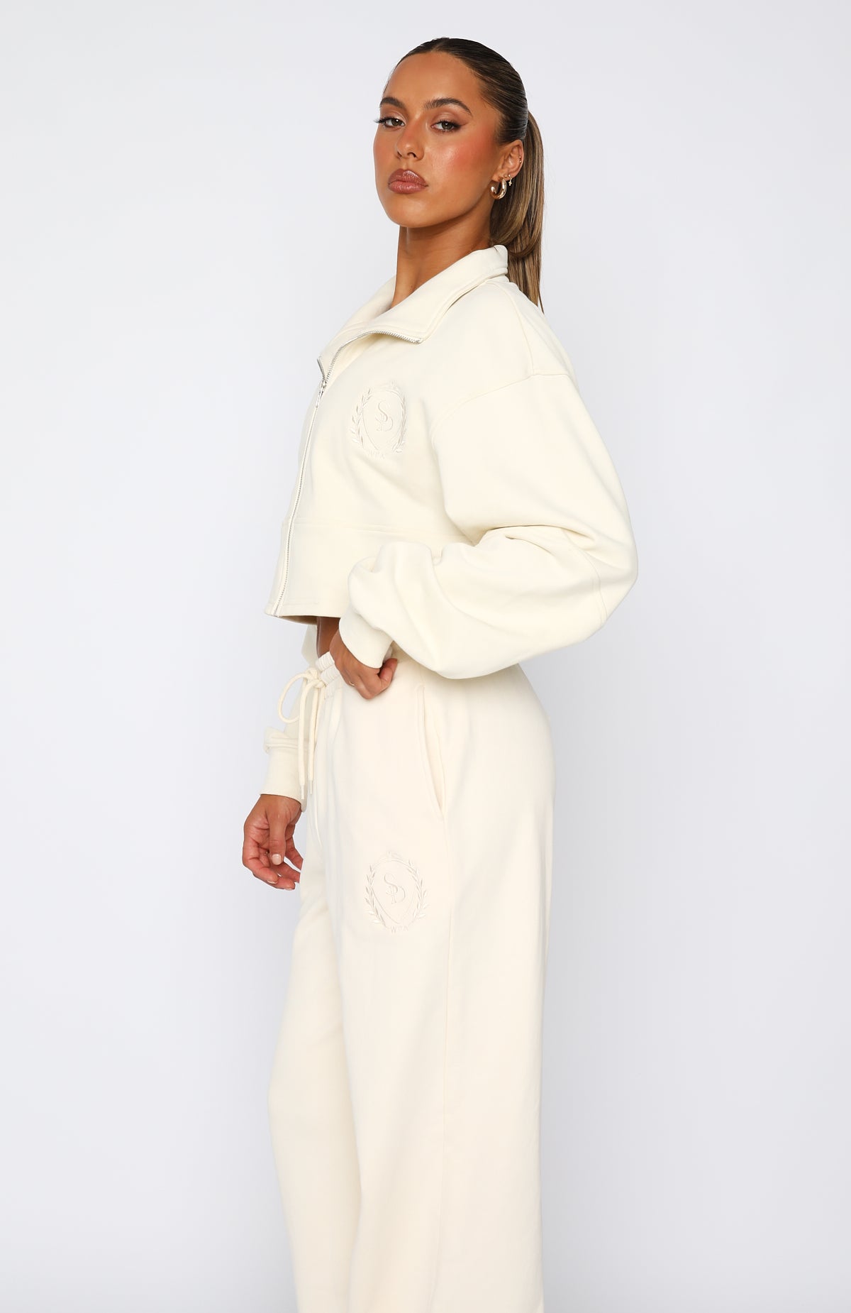 Yasmin Premium Zip Front Sweater in Buttercream | Ultimate Comfort