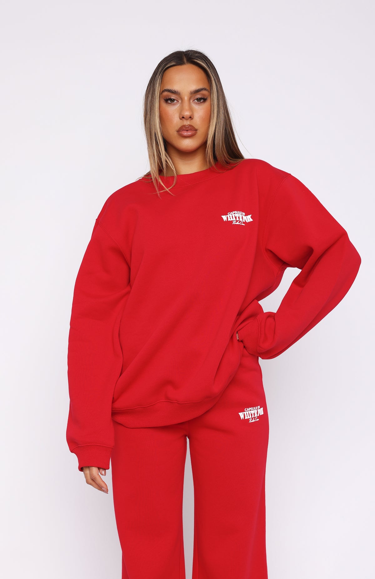 Premium Capsule 9 Rodeo Crew Oversized Sweater - Ultimate Comfort in Red